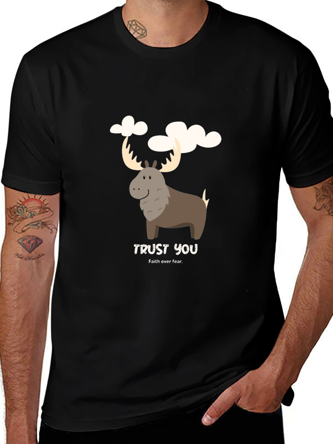 Variant 28 of Trust You Moose Graphic Tee - Black