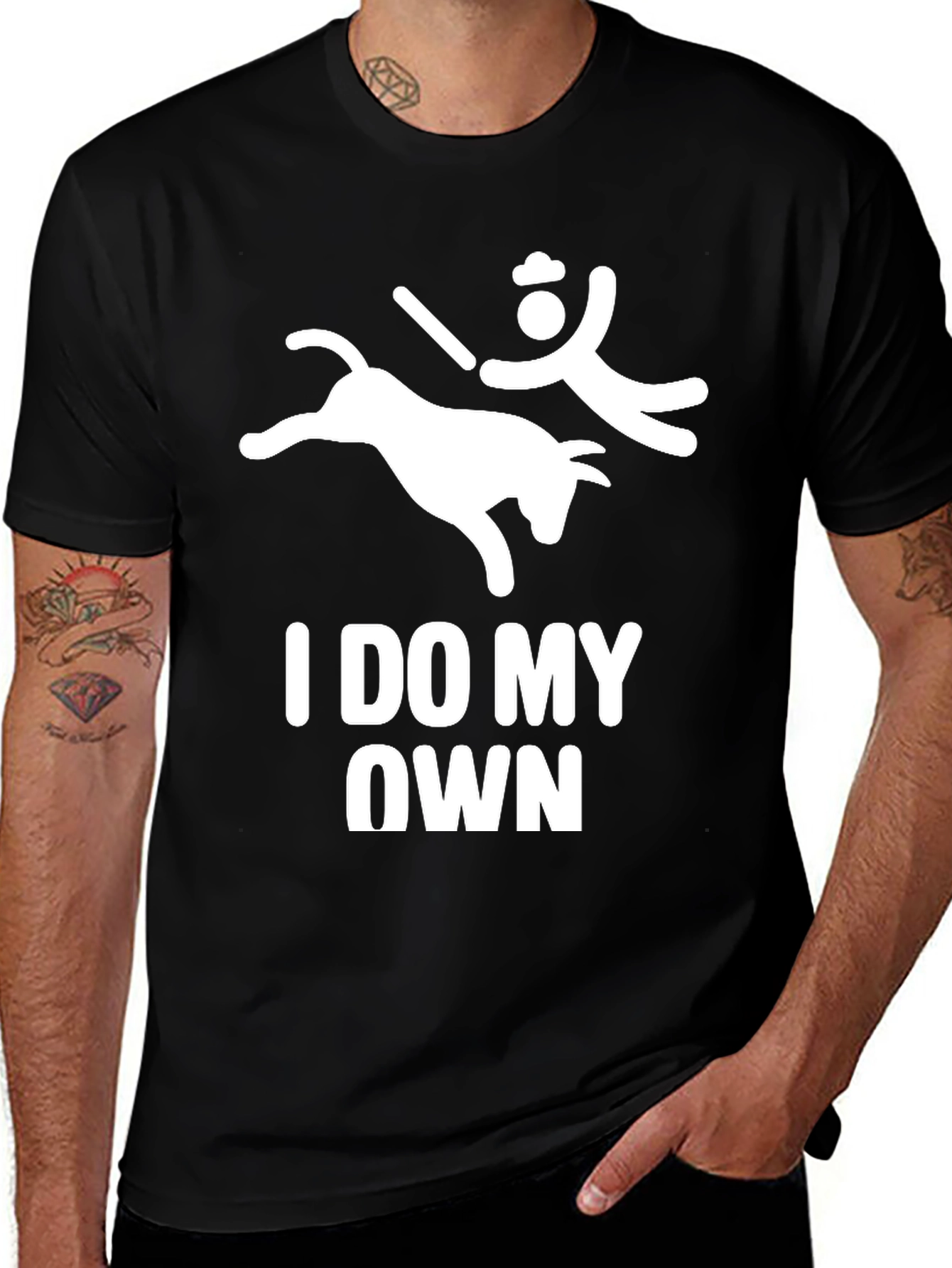 Variant 30 of Funny Bull Riding T-Shirt - I Do My Own Stunts