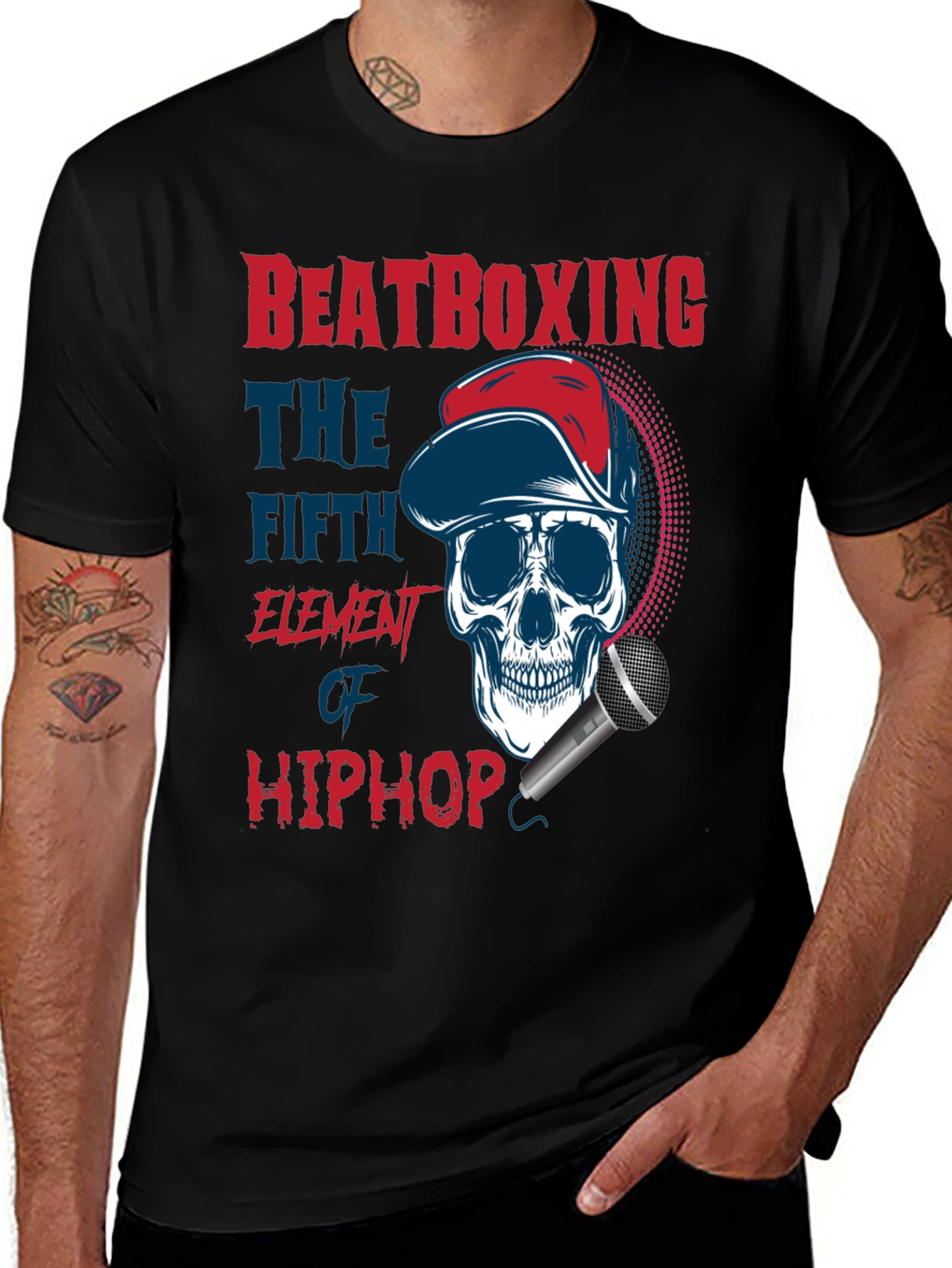 Variant 2 of Beatboxing Hip Hop Skull Graphic T-Shirt