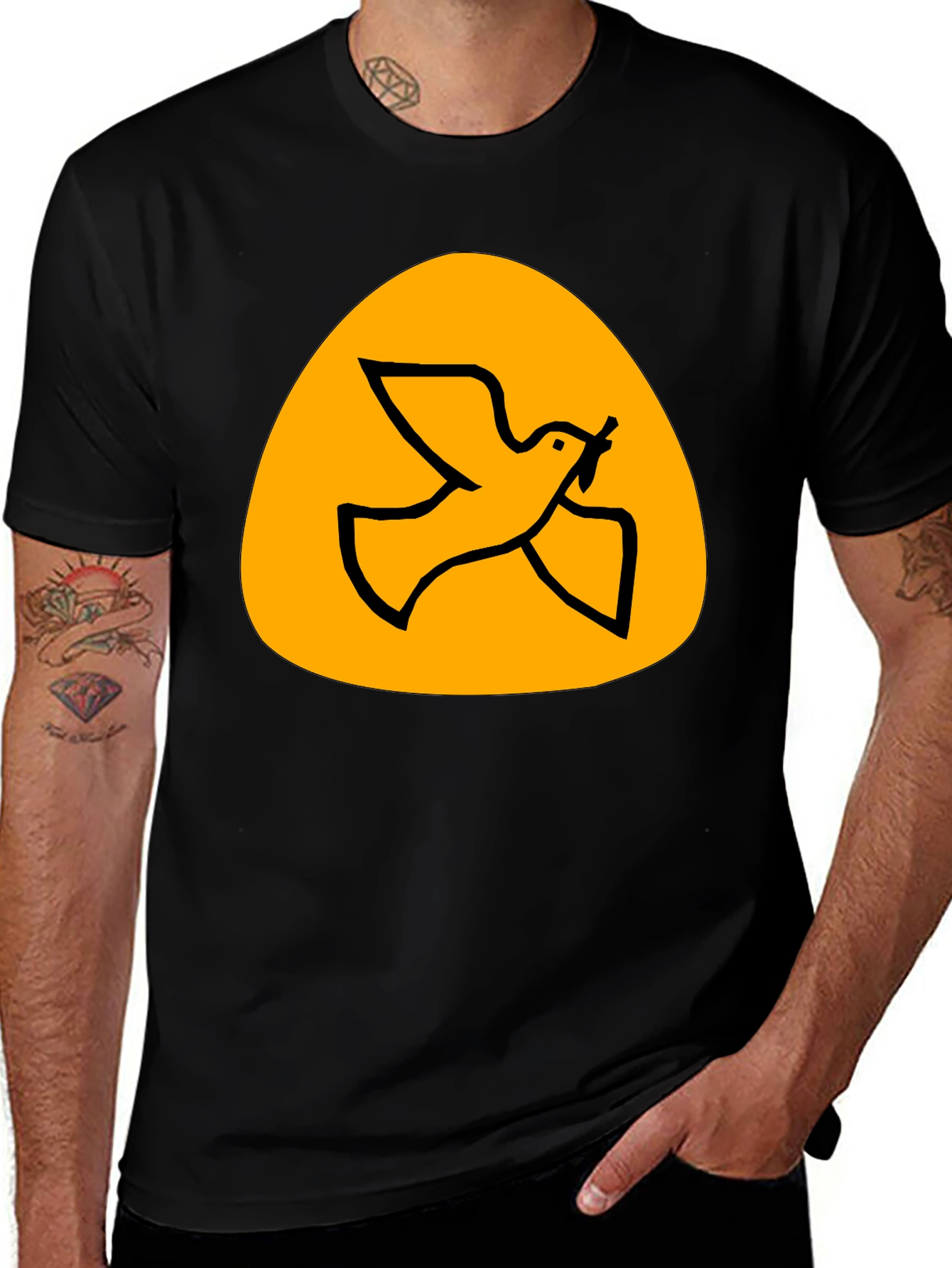 Variant 21 of Peace Dove Graphic Tee - Black Cotton T-Shirt