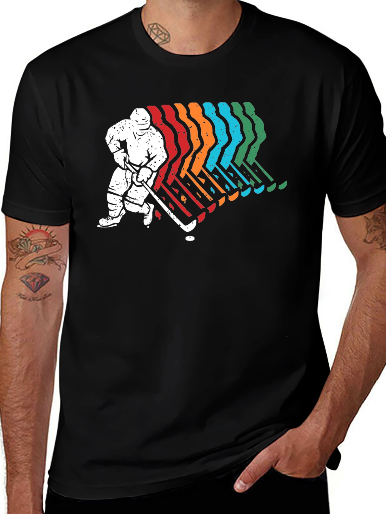Variant 30 of Retro Hockey Player Graphic T-Shirt