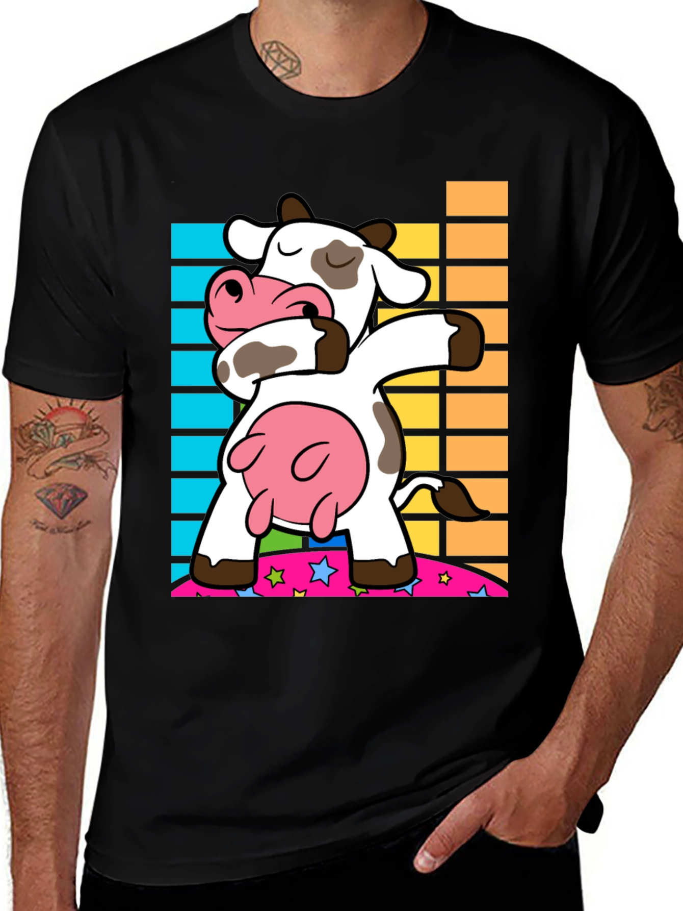 Variant 24 of Dabbing Cow Graphic Tee - Trendy Black Shirt