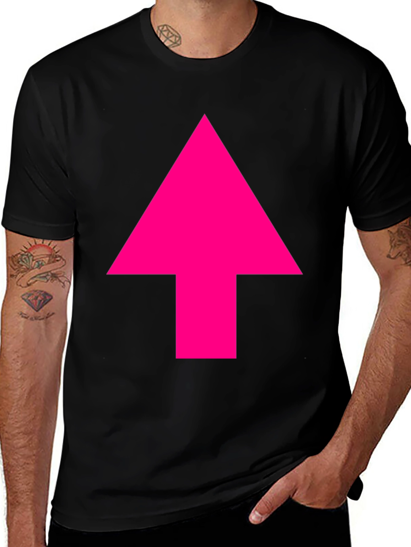 Variant 11 of Bold Pink Arrow Black T-Shirt