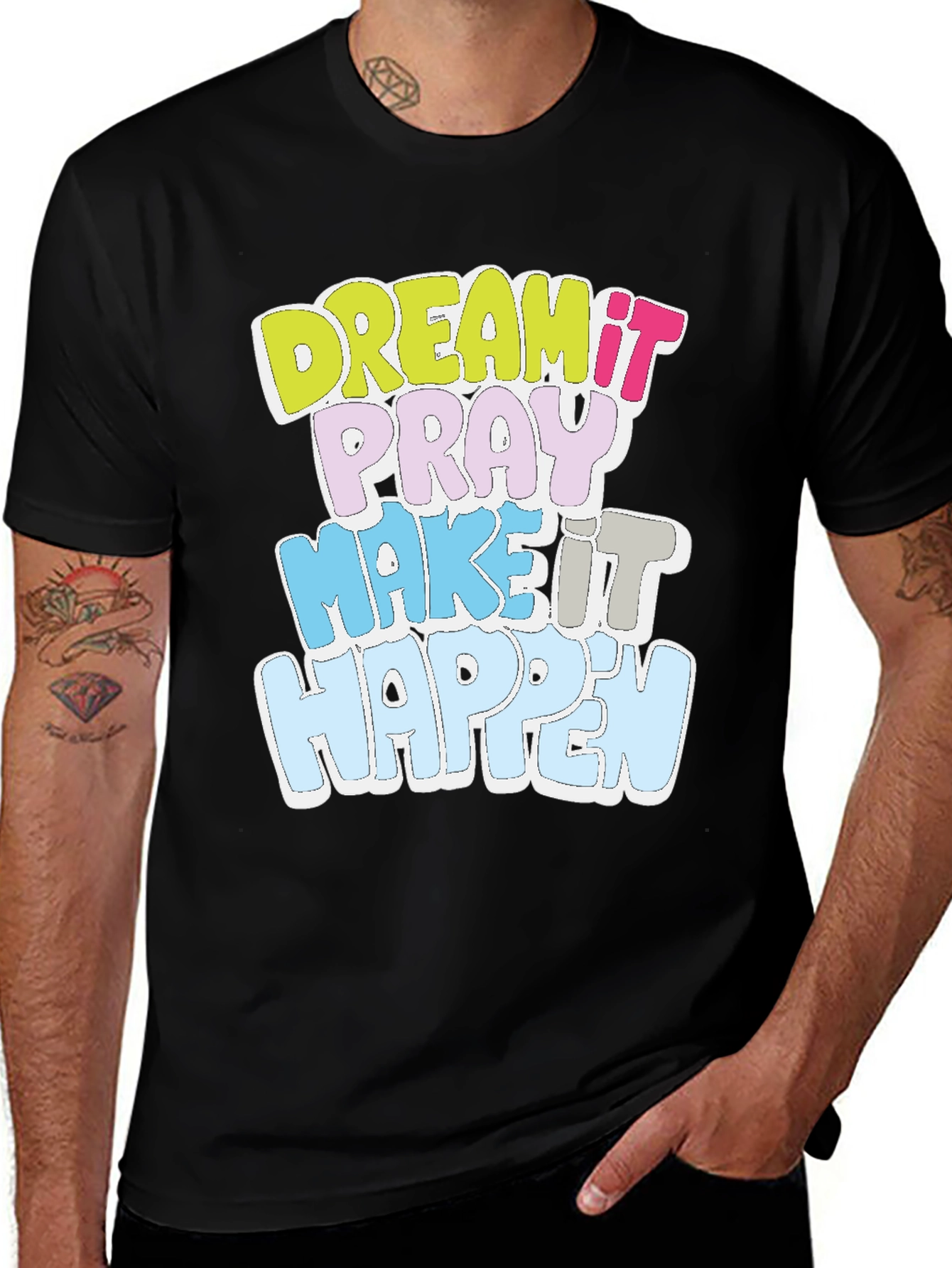 Variant 13 of Dream It T-Shirt Motivational Black Cotton Tee