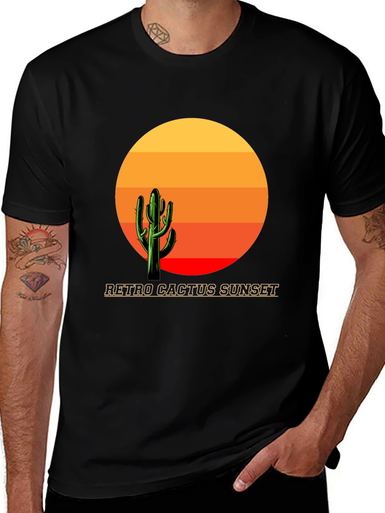 Variant 27 of Retro Cactus Sunset Graphic T-Shirt