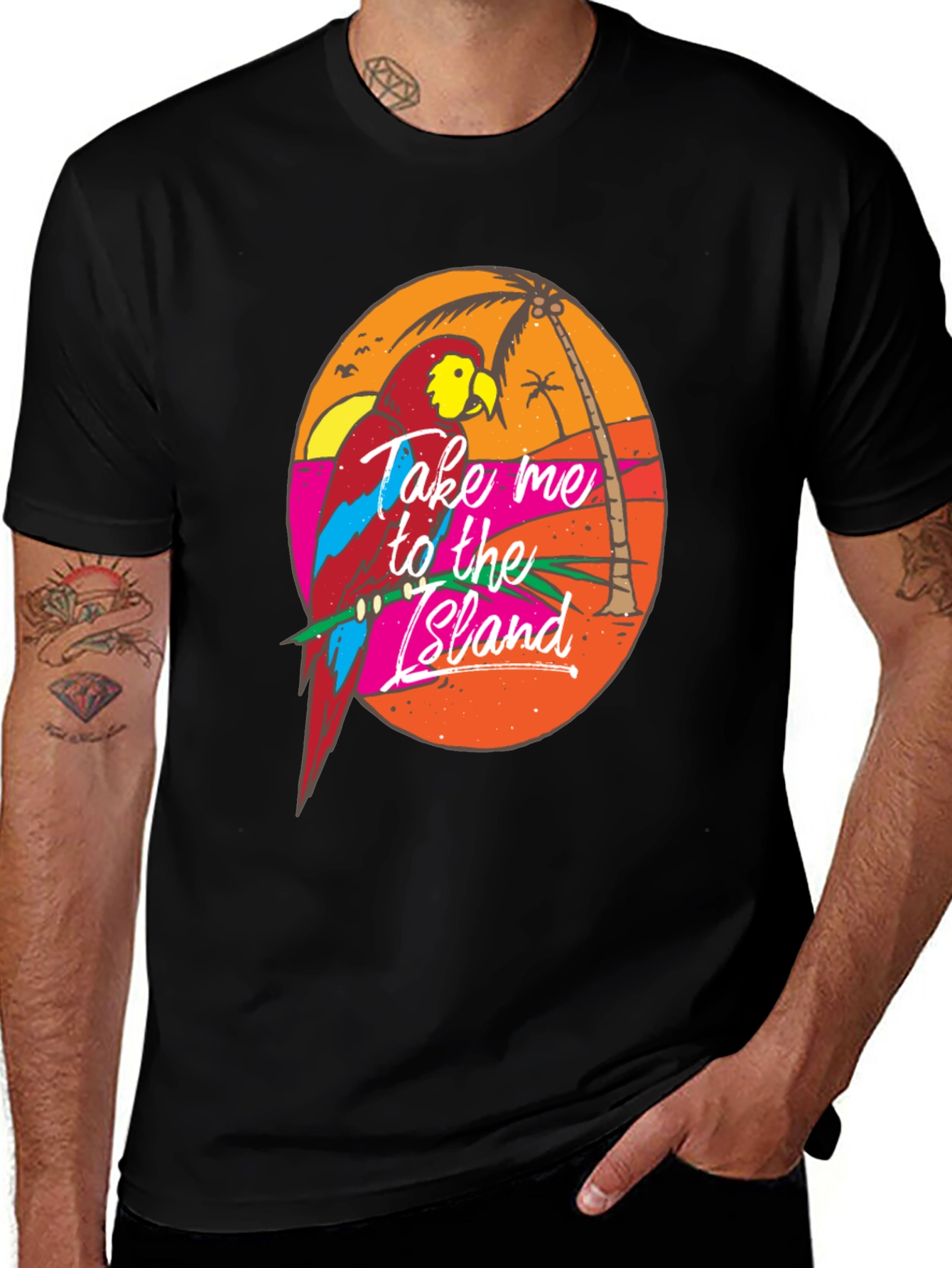 Variant 7 of Tropical Parrot Graphic T-Shirt - Island Getaway