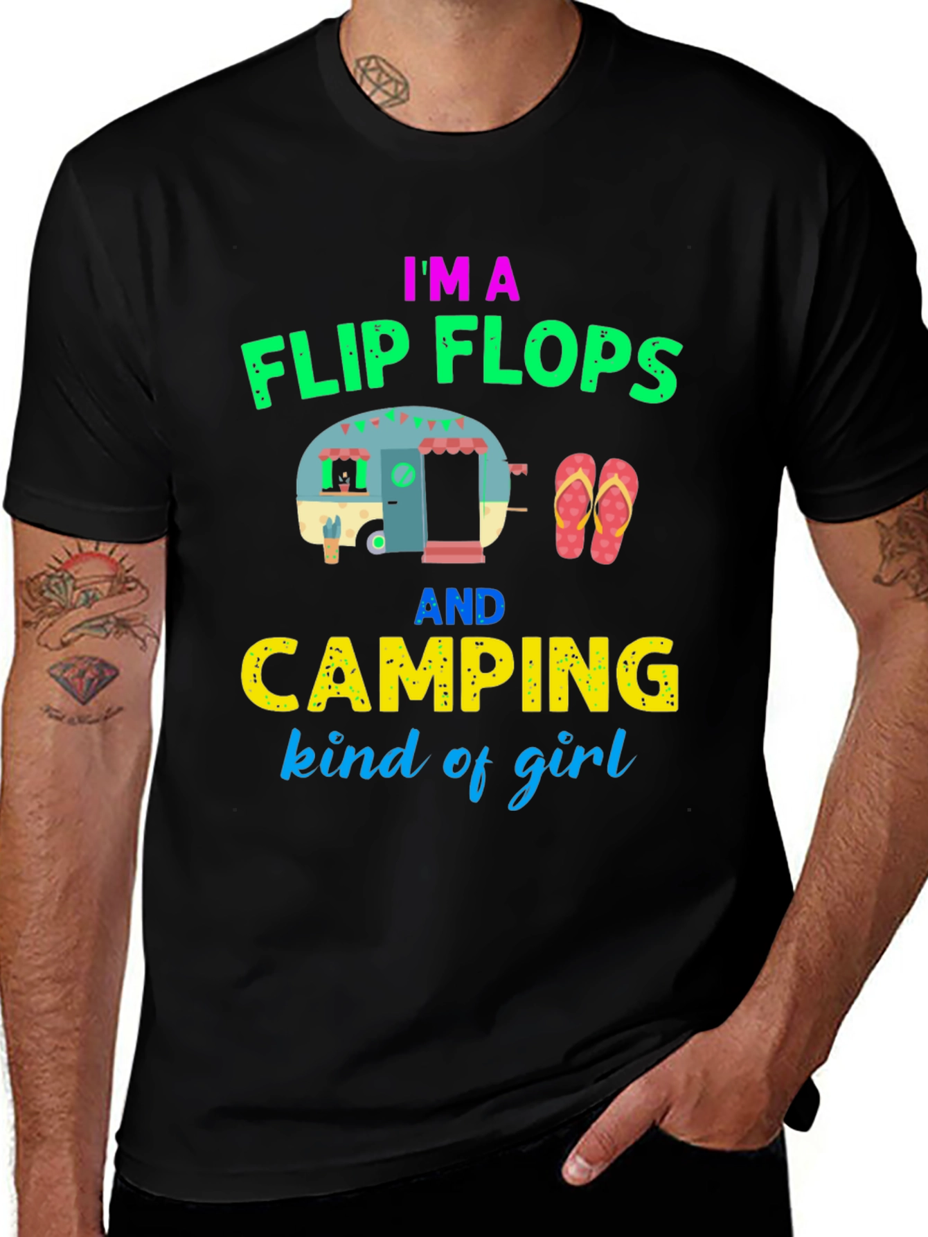 Variant 16 of I'm a Flip Flops and Camping Kind of Girl Graphic Tee