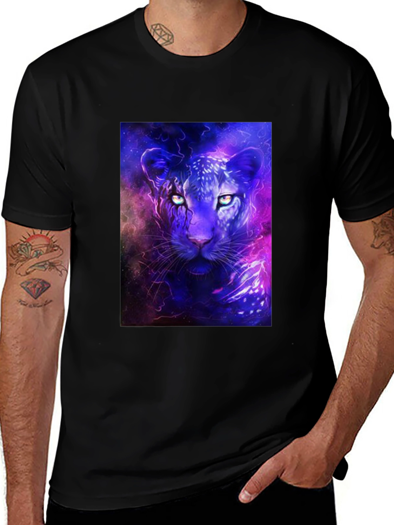 Variant 8 of Cosmic Panther Graphic Tee - Black