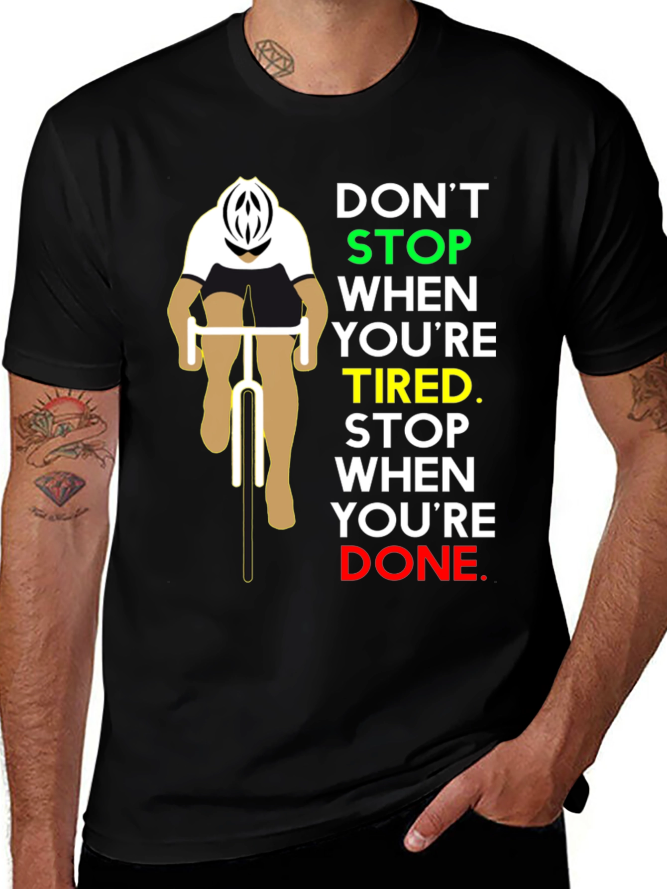 Variant 30 of Motivational Cycling T-Shirt - Don't Stop When Tired