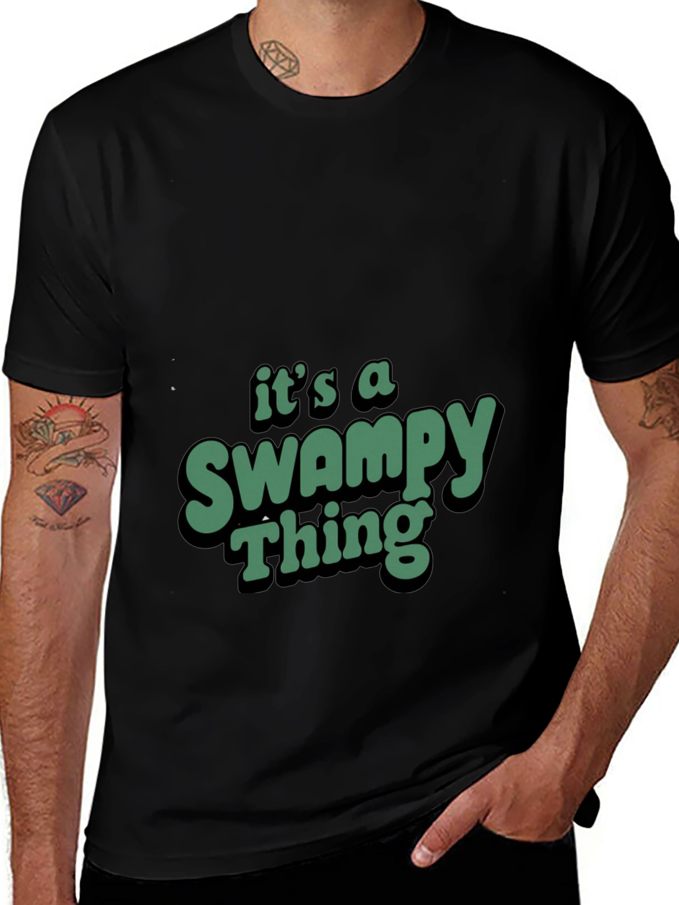 Black Swampy Thing Graphic T-Shirt main image