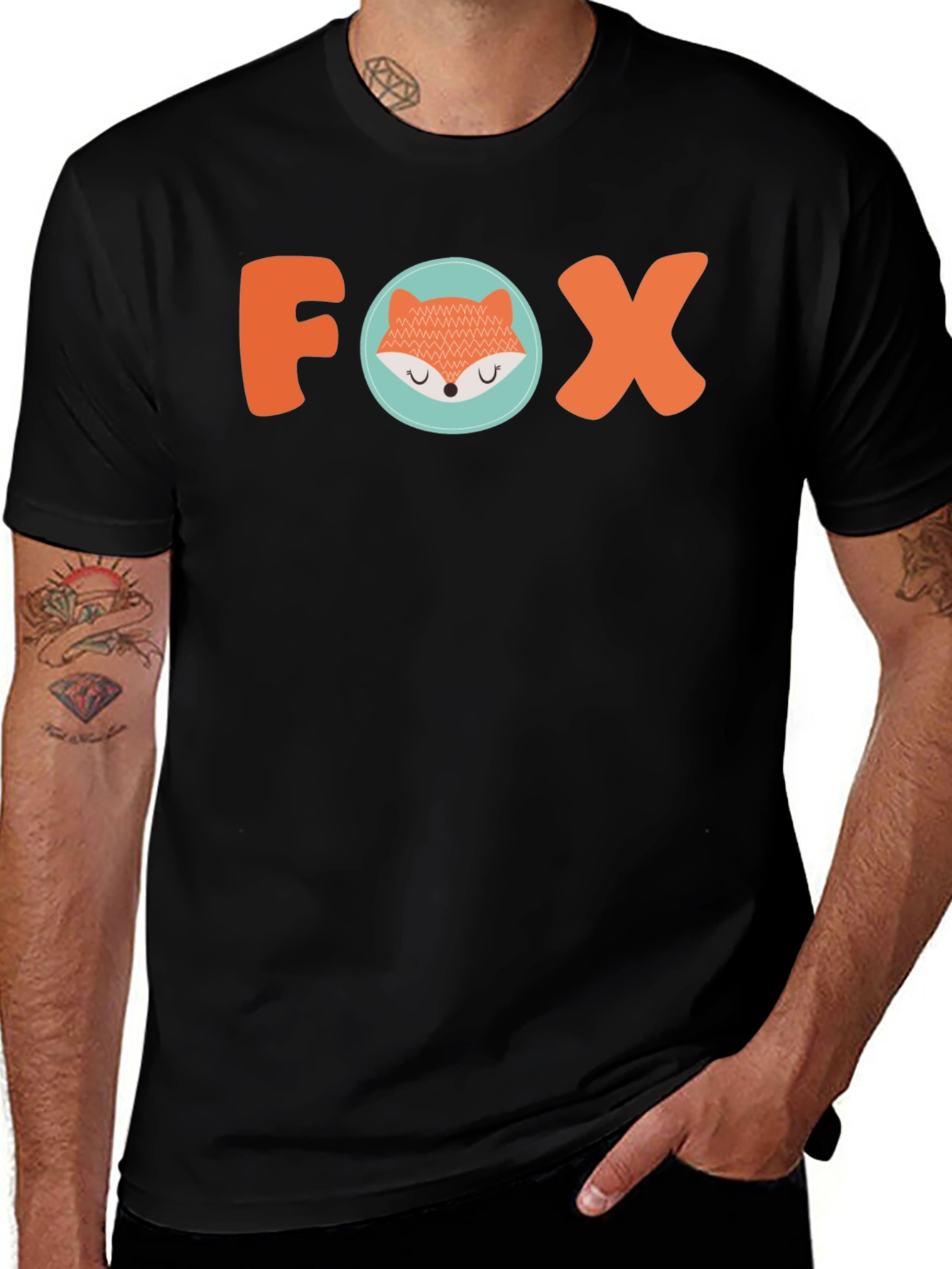 Variant 24 of Cute Fox Graphic Tee - Unisex Black T-Shirt