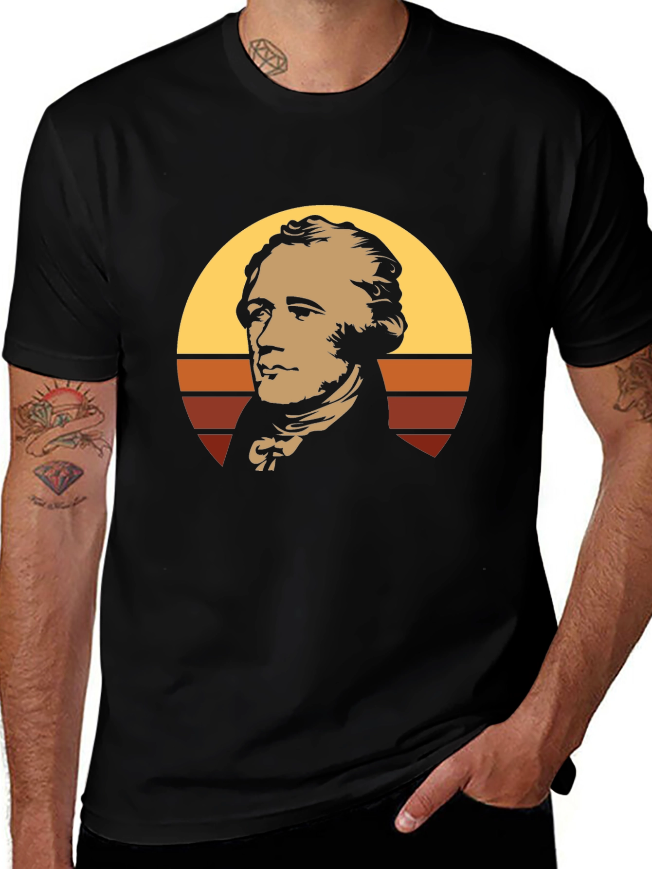 Hamilton Graphic Tee - Retro Sunset Design