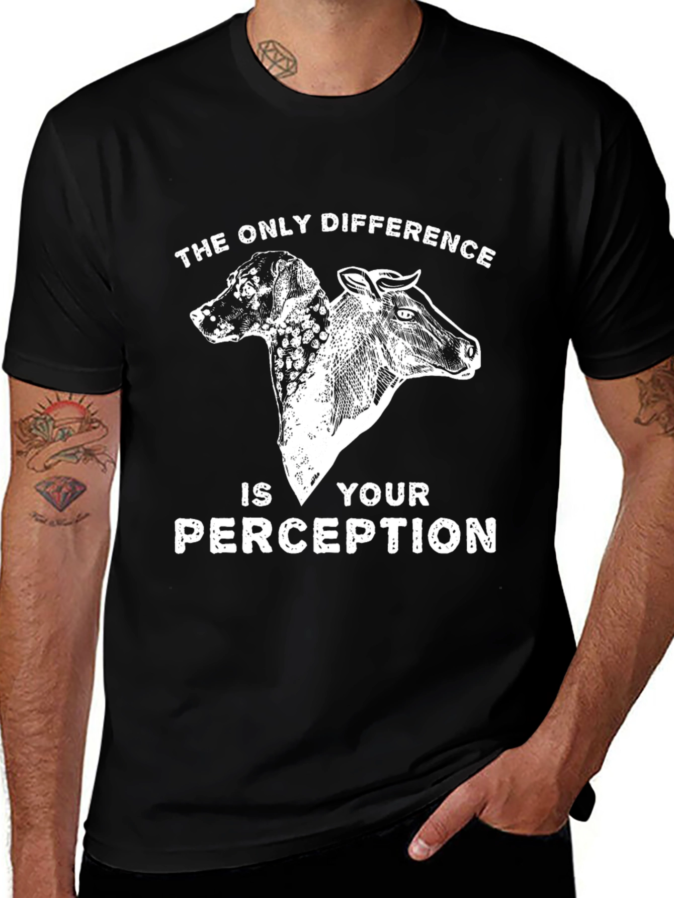 Variant 25 of Perception T-Shirt - Cow or Dog Illusion