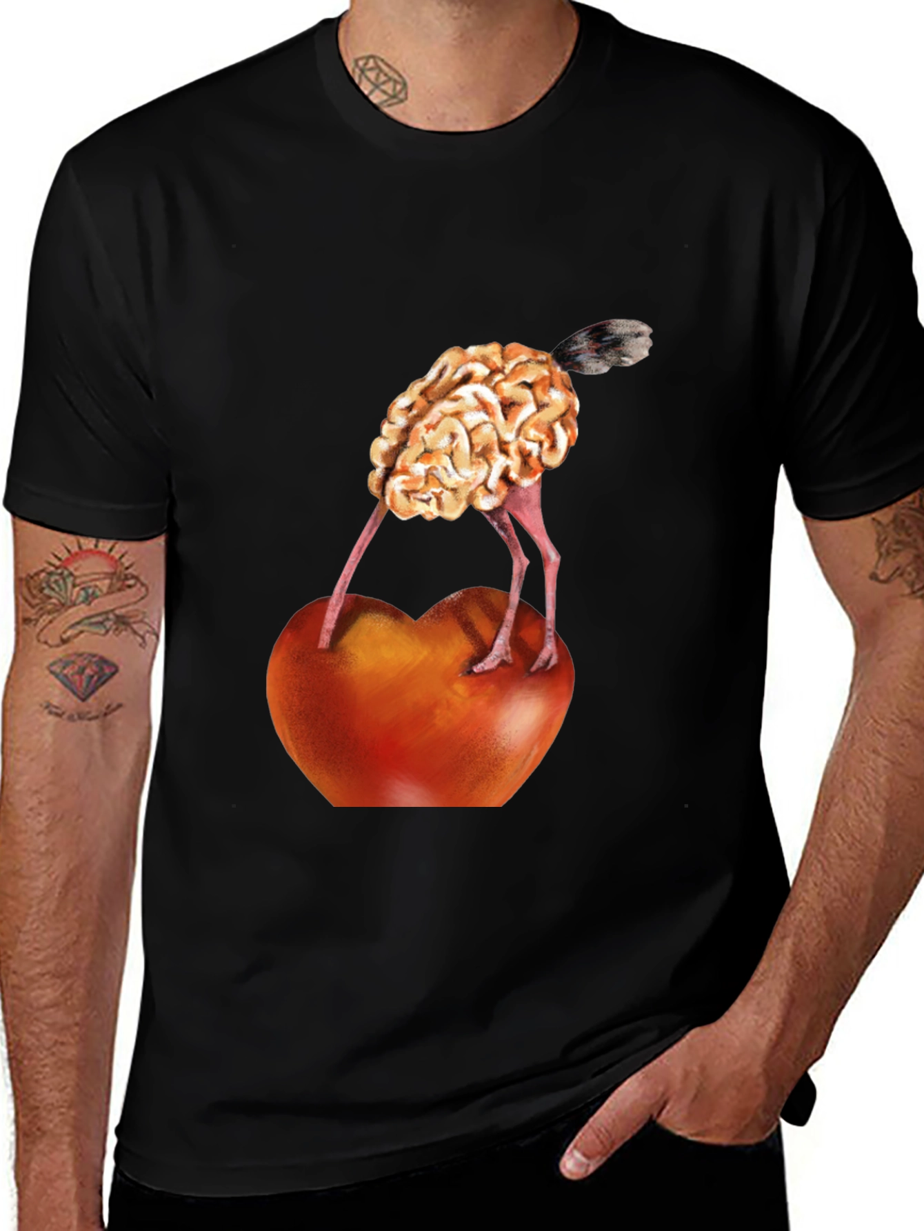 Variant 7 of Brain Ostrich Heart T-Shirt - Unique Graphic Tee