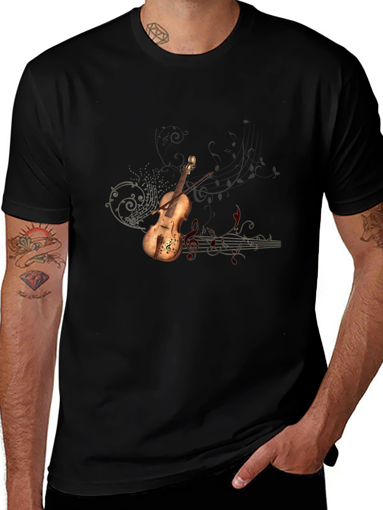 Variant 23 of Violin Music Graphic Tee - Black