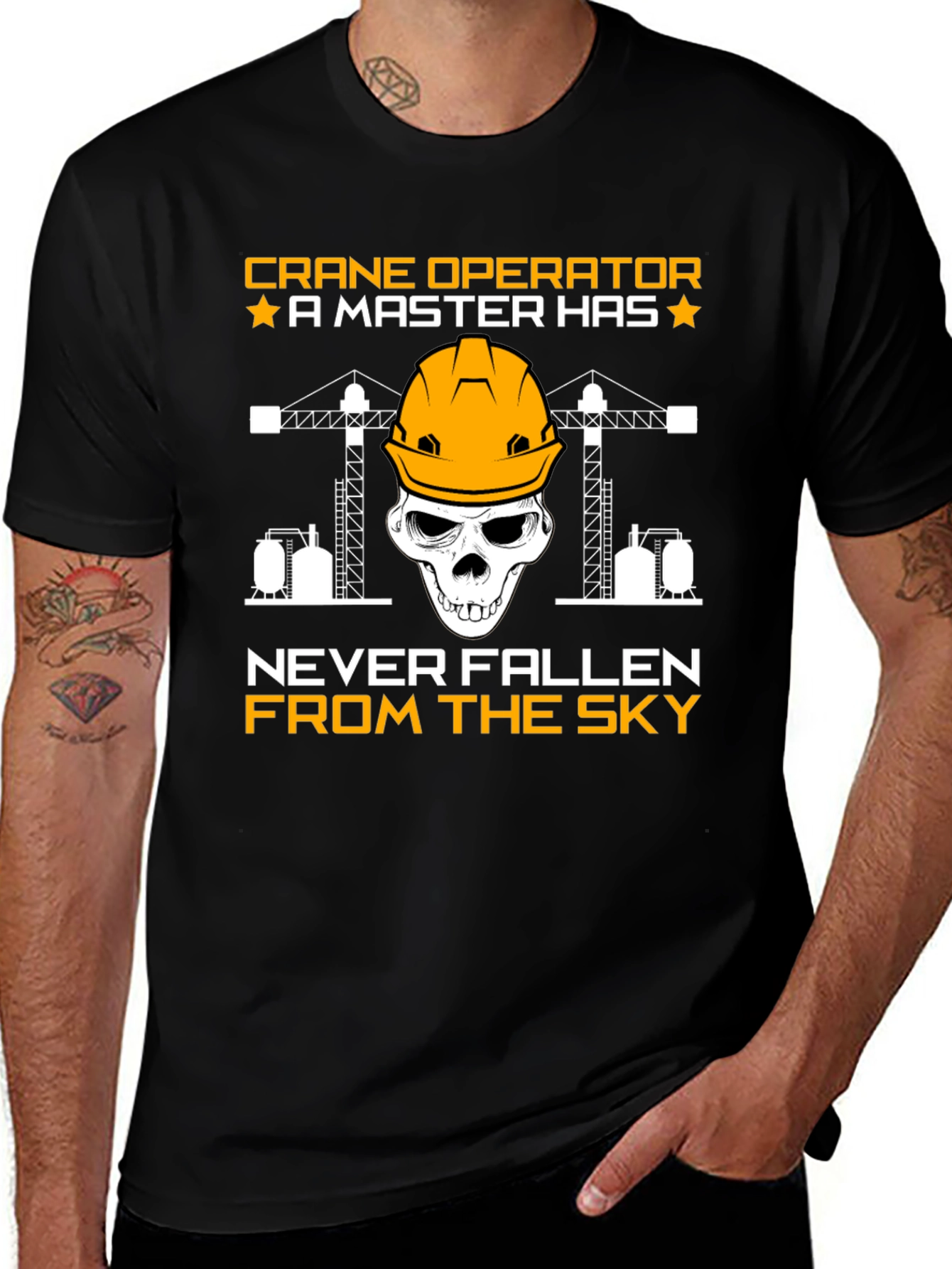 Variant 15 of Crane Operator Skull Graphic Tee - Never Fallen From The Sky