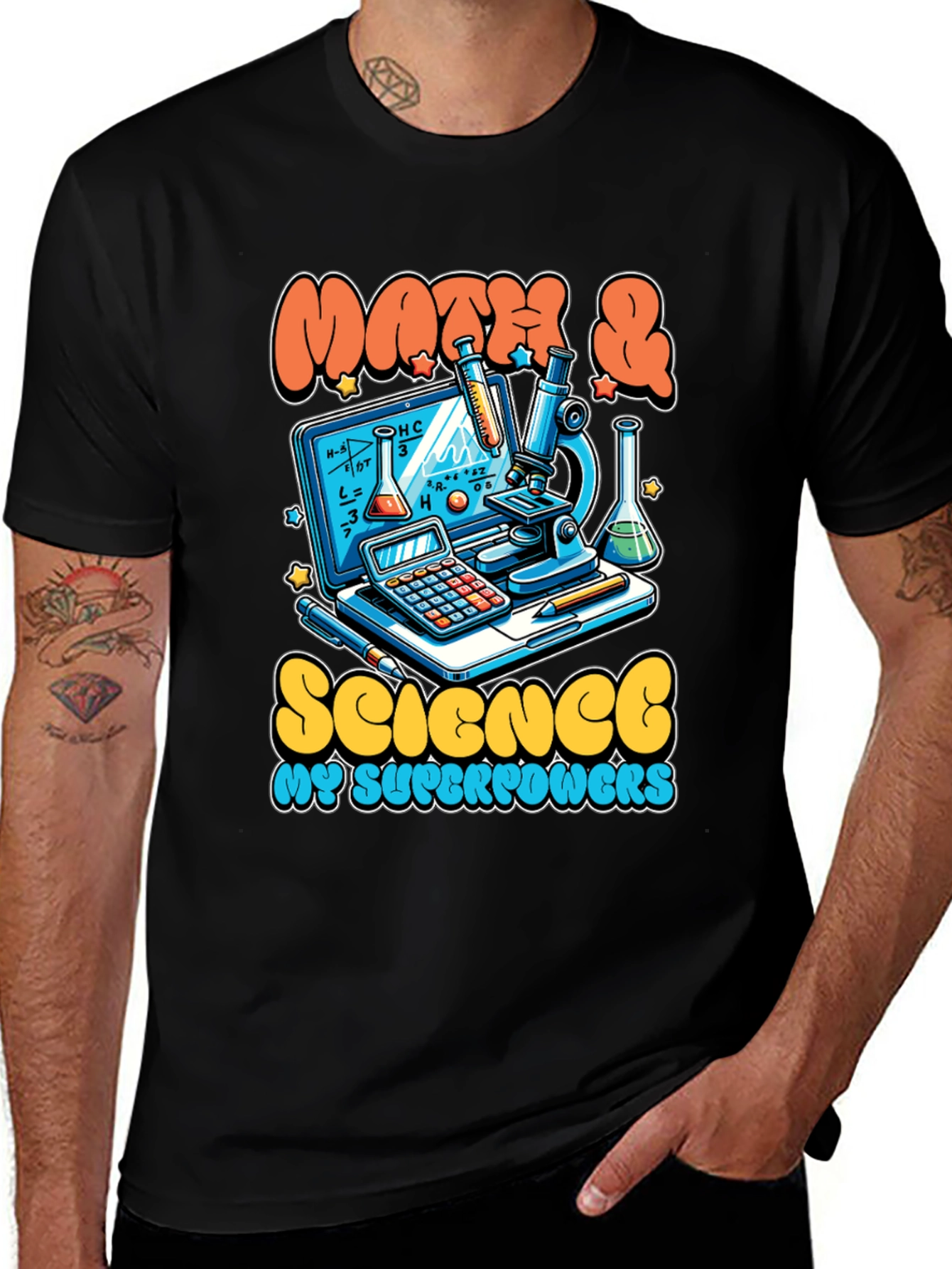 Math & Science Superpowers Black T-Shirt