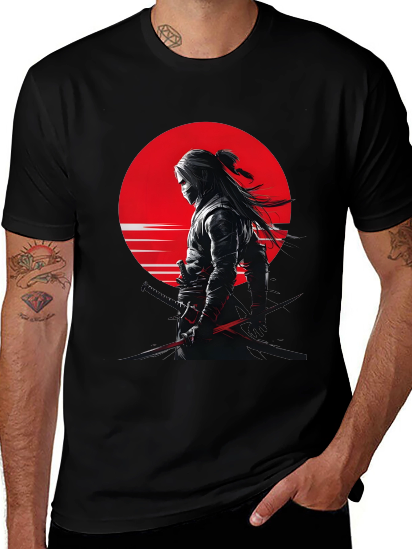 Variant 5 of Samurai Warrior Graphic Tee - Black T-Shirt