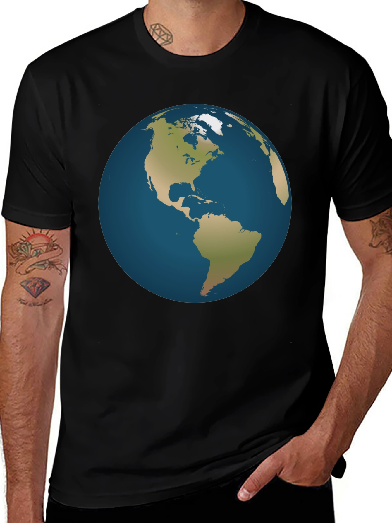 Variant 20 of Earth Graphic Black T-Shirt