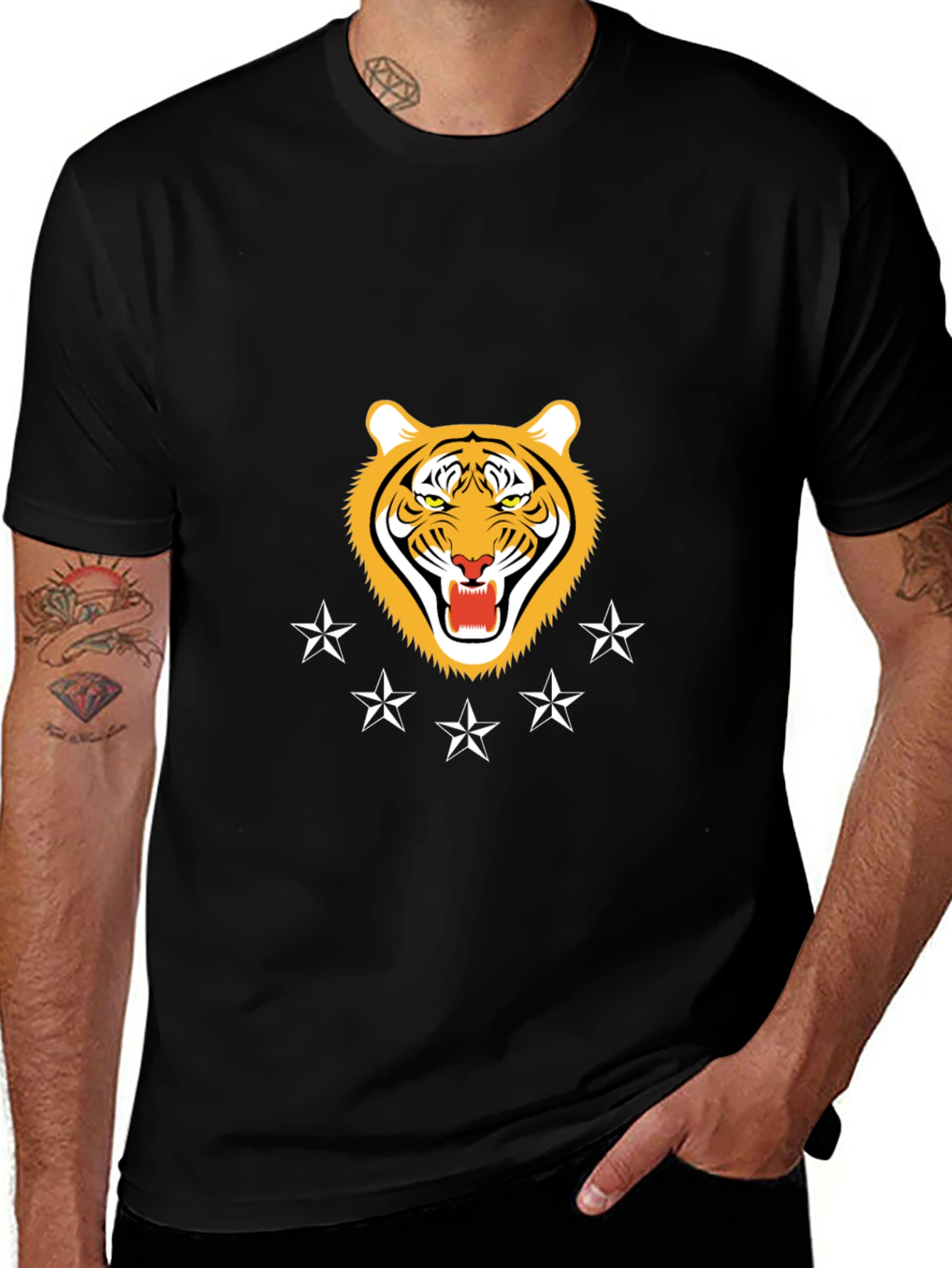 Variant 10 of Tiger Graphic Print Black T-Shirt
