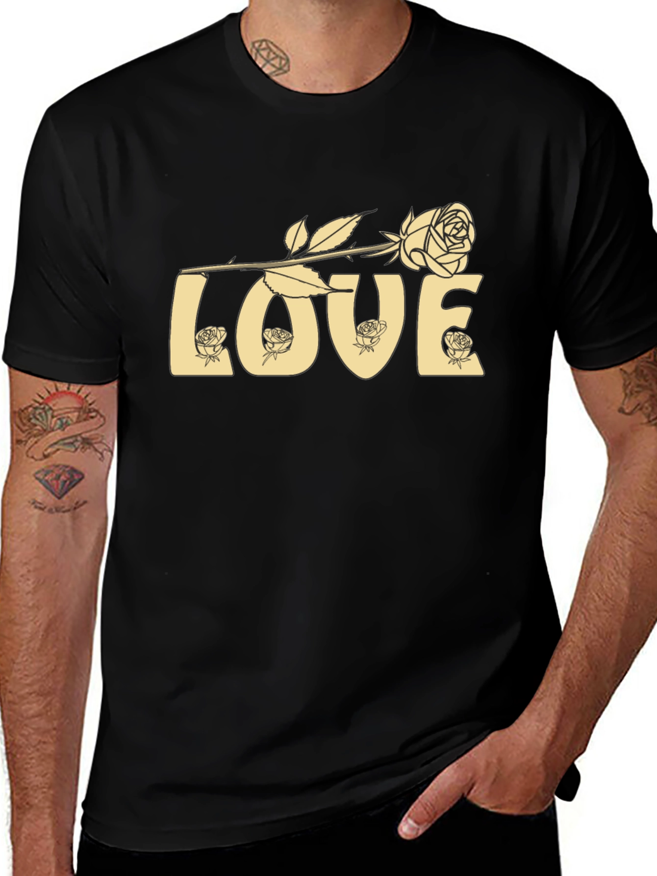 Variant 3 of Love Rose Graphic T-Shirt - Soft Cotton Blend