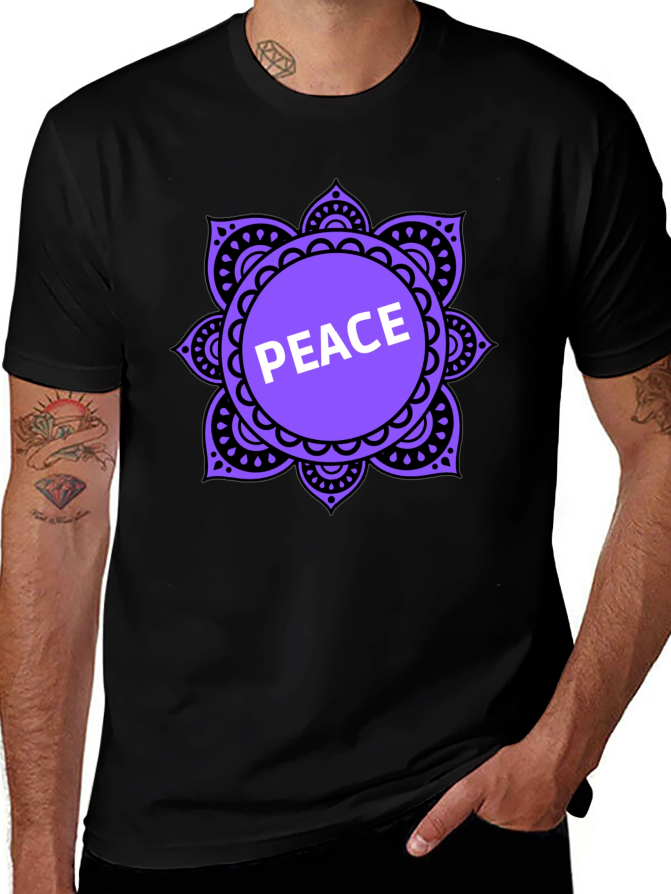 Peace Mandala T-Shirt - Black Casual Tee