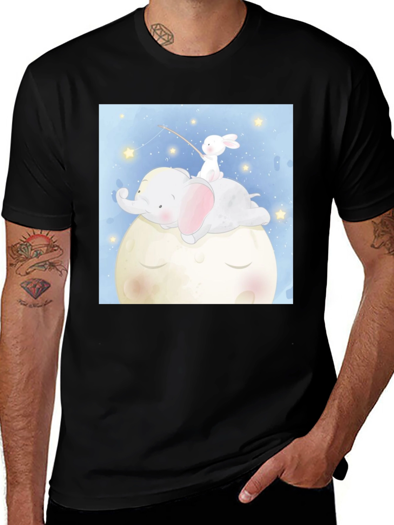 Variant 26 of Cute Elephant and Bunny Graphic Tee