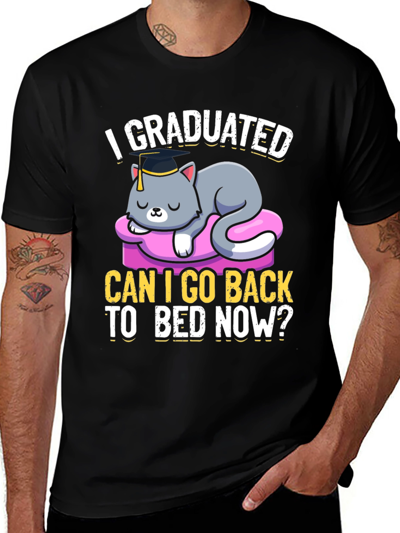 Variant 3 of Funny Graduation Cat T-Shirt: Can I Go Back to Bed?