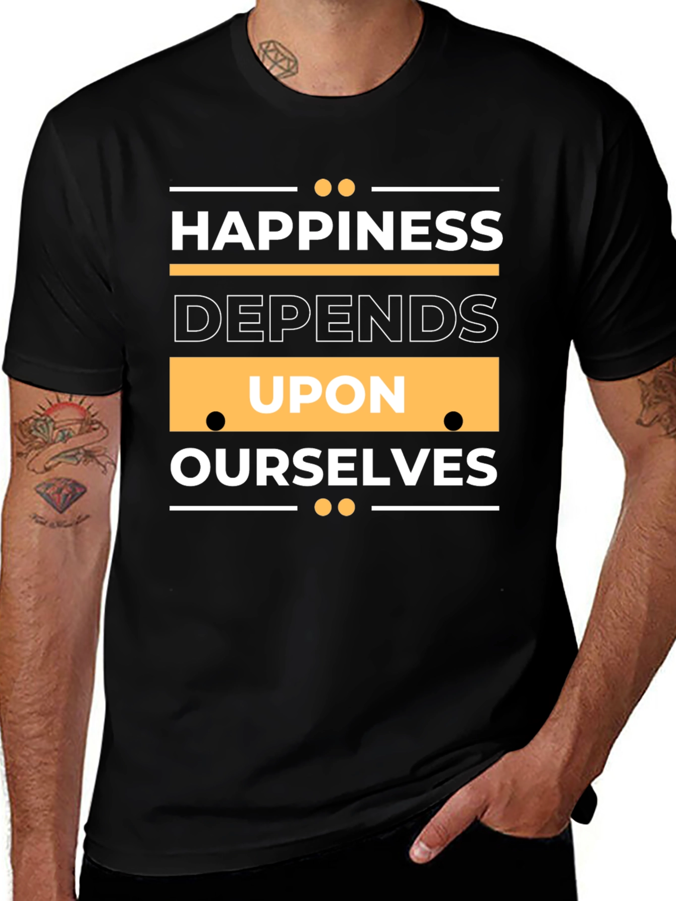 Variant 21 of Happiness Quote Graphic Tee - Black
