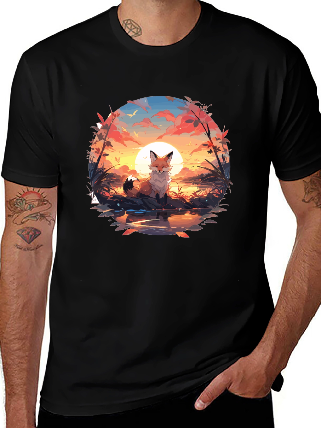 Variant 28 of Fox Sunset Graphic Tee - Nature Lover's T-Shirt