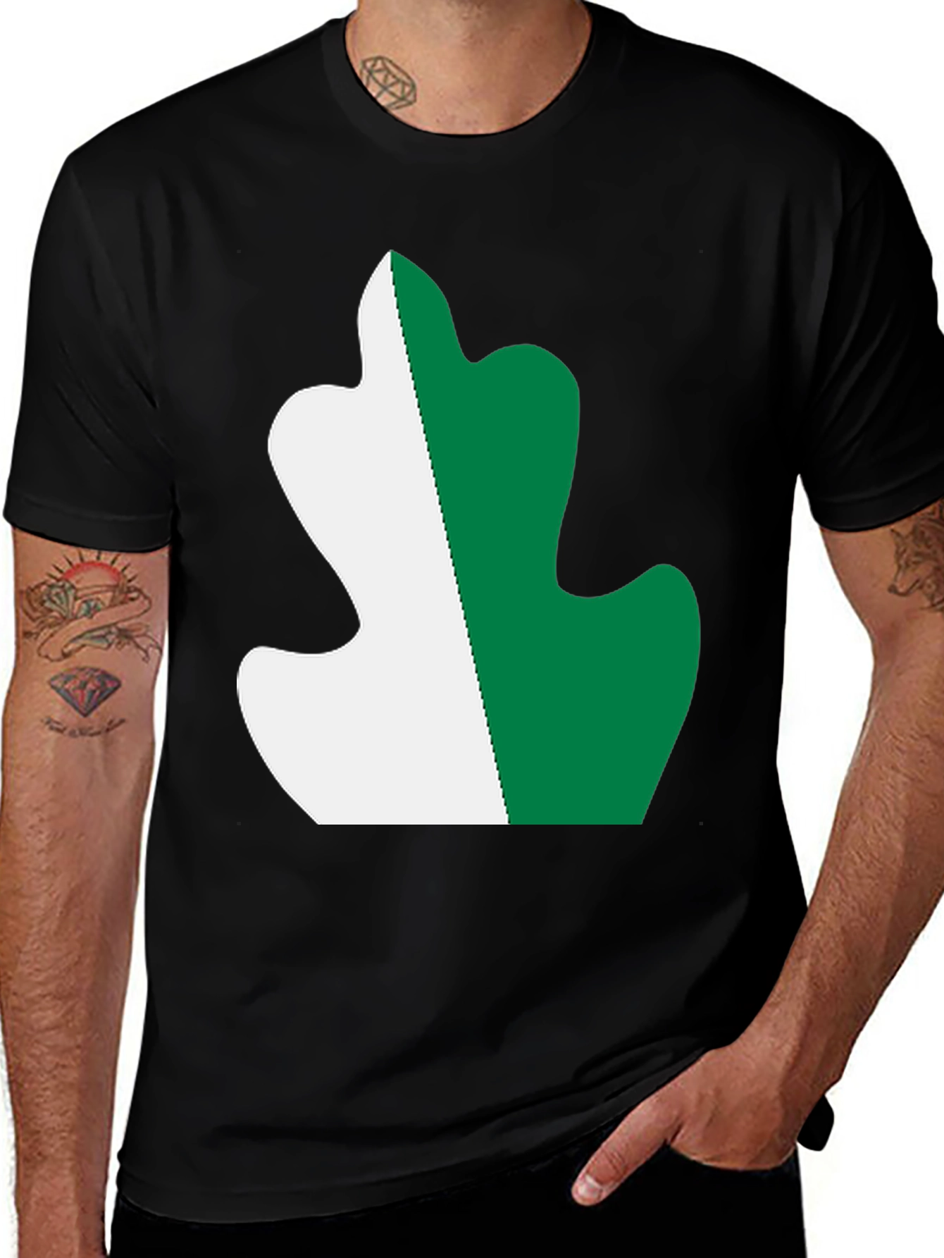 Variant 19 of Unique Leaf Design Black T-Shirt