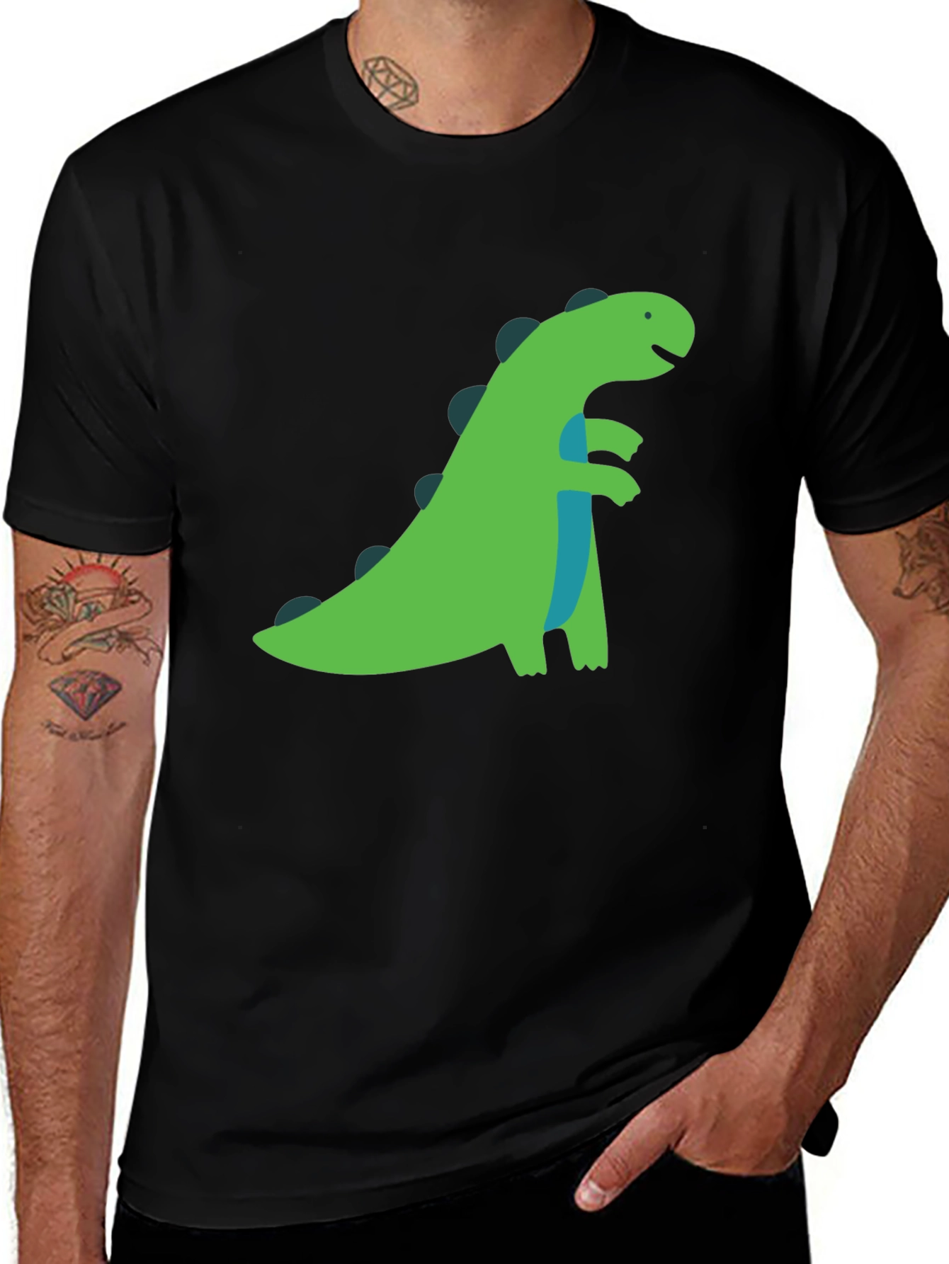 Variant 30 of Dinosaur Graphic Tee - Black Cotton T-Shirt
