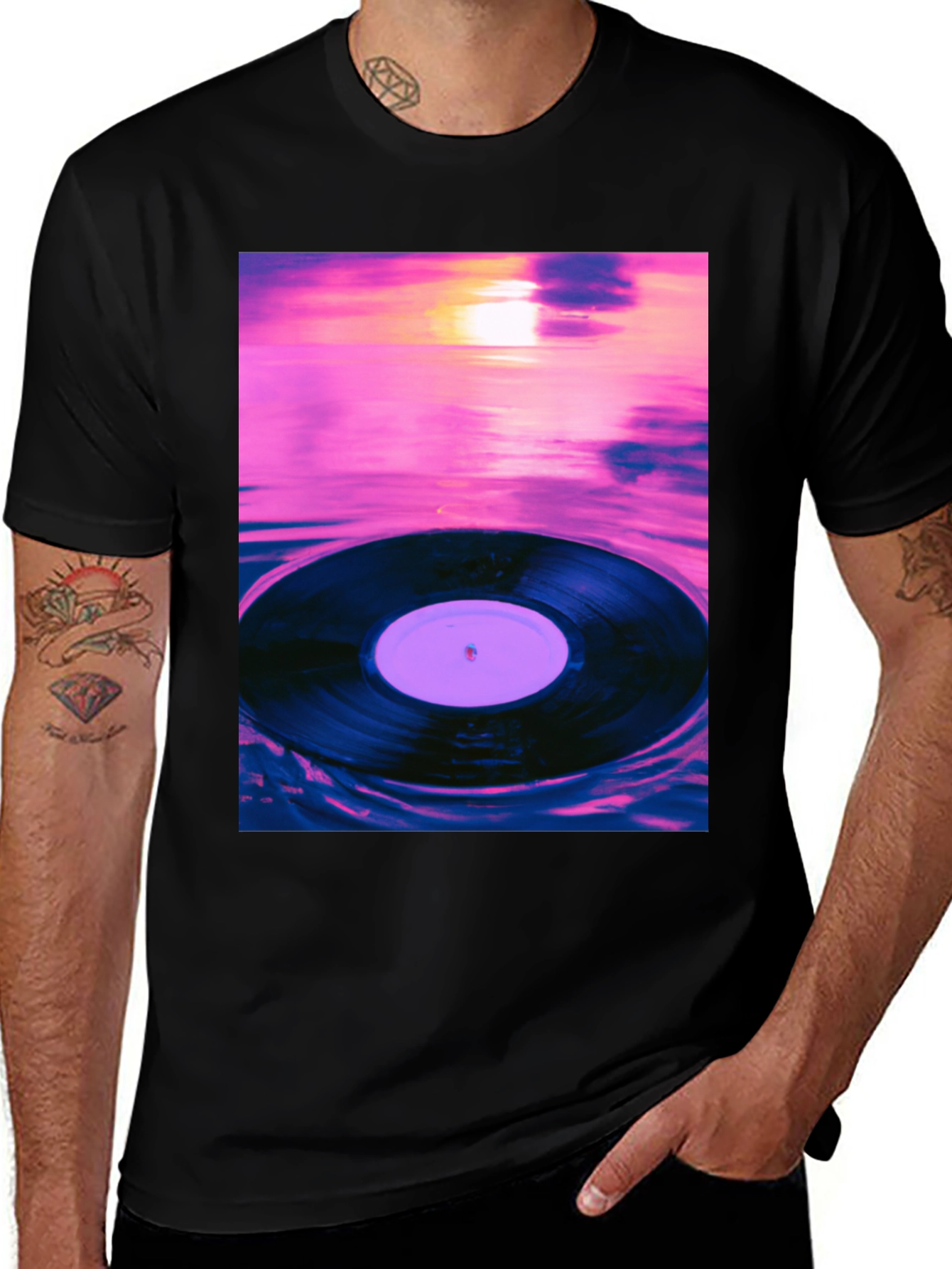 Variant 20 of Vinyl Record Sunset Graphic Tee