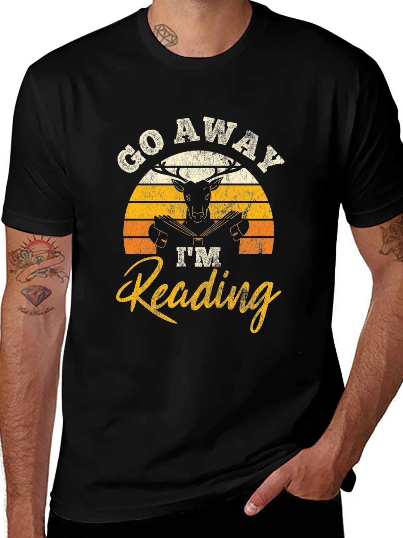 Variant 17 of Go Away I'm Reading Deer Graphic T-Shirt