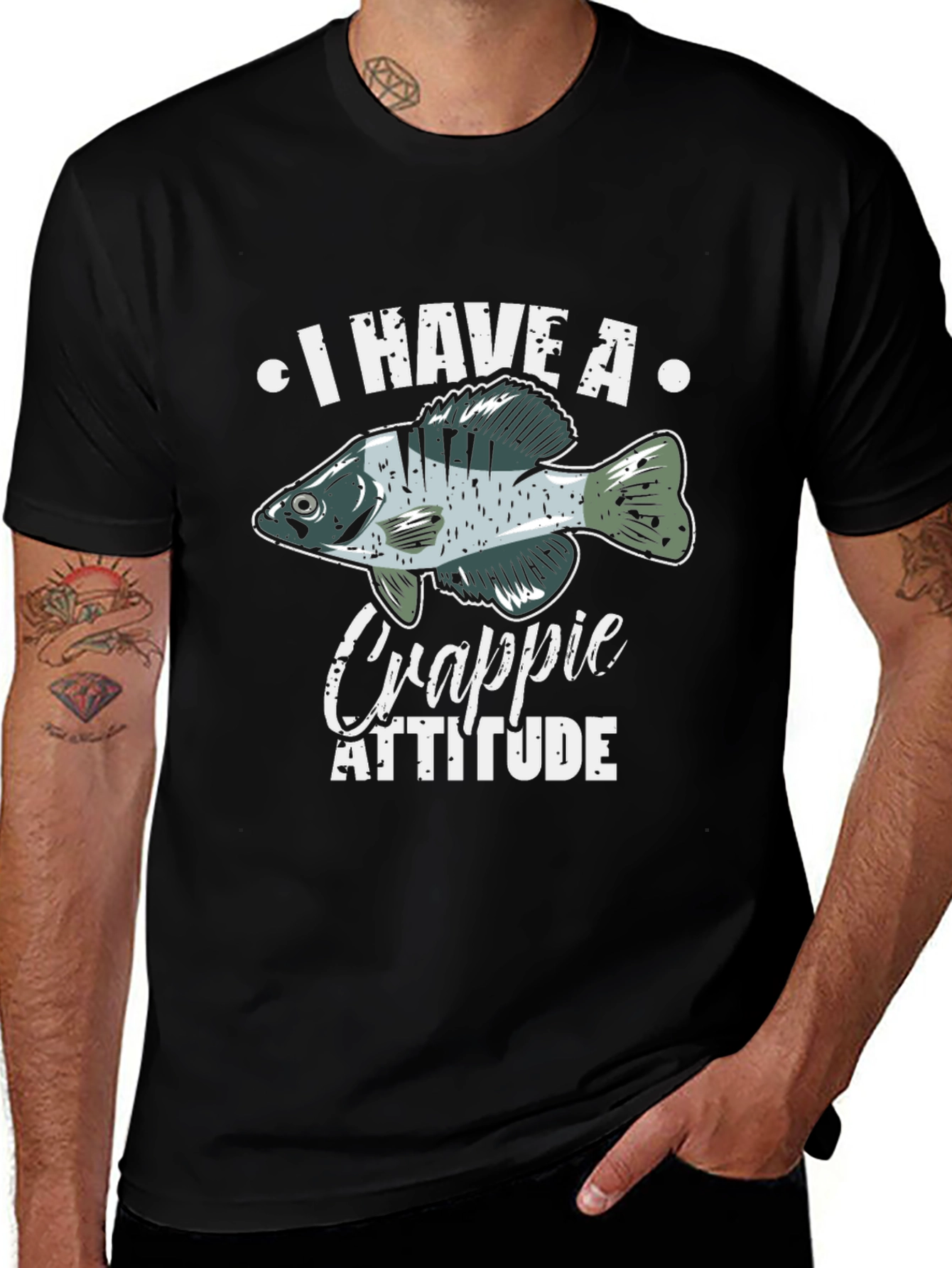 Variant 29 of Crappie Attitude Graphic T-Shirt - Black
