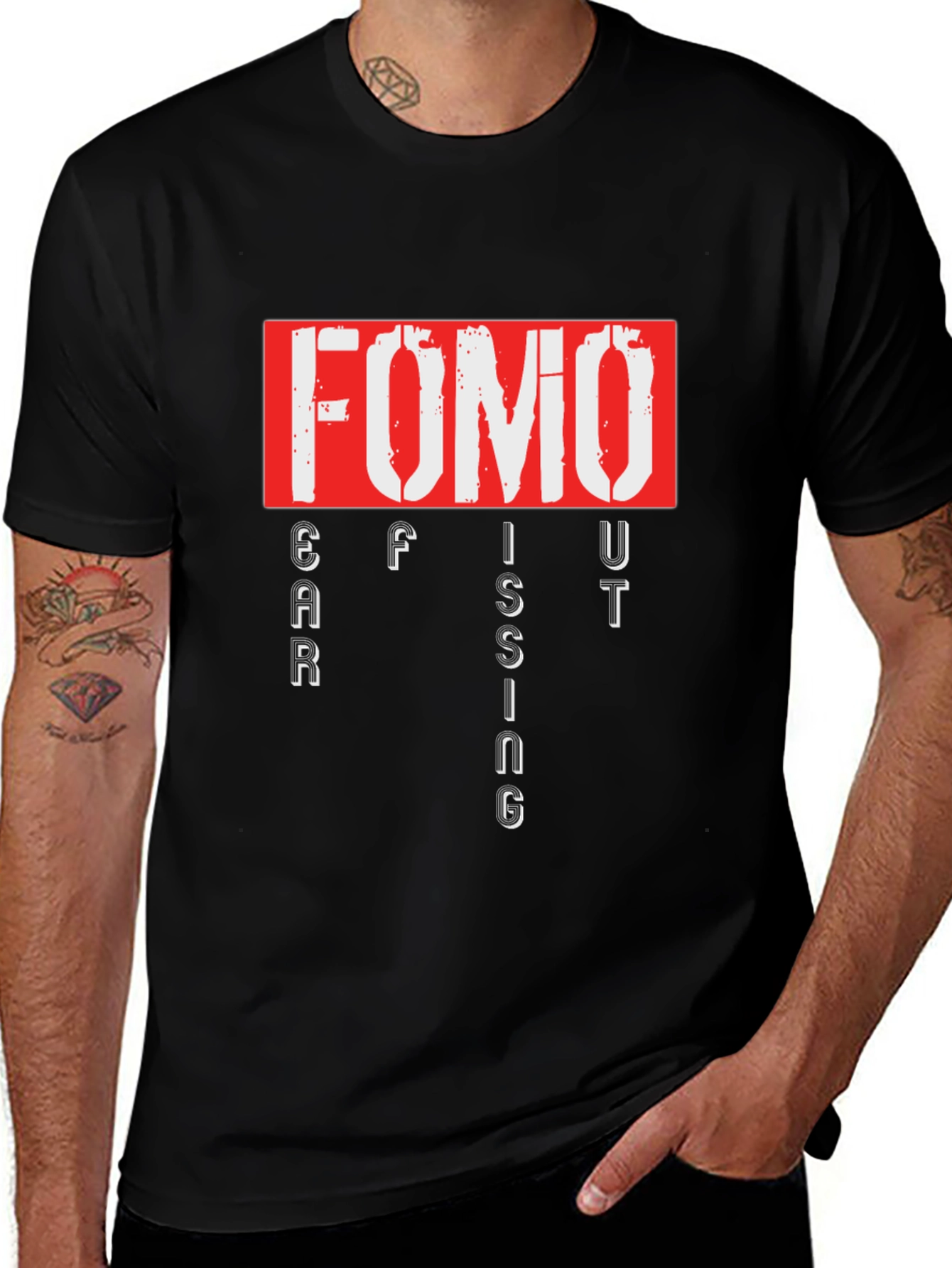 Variant 27 of FOMO Missing Out Black Graphic Tee