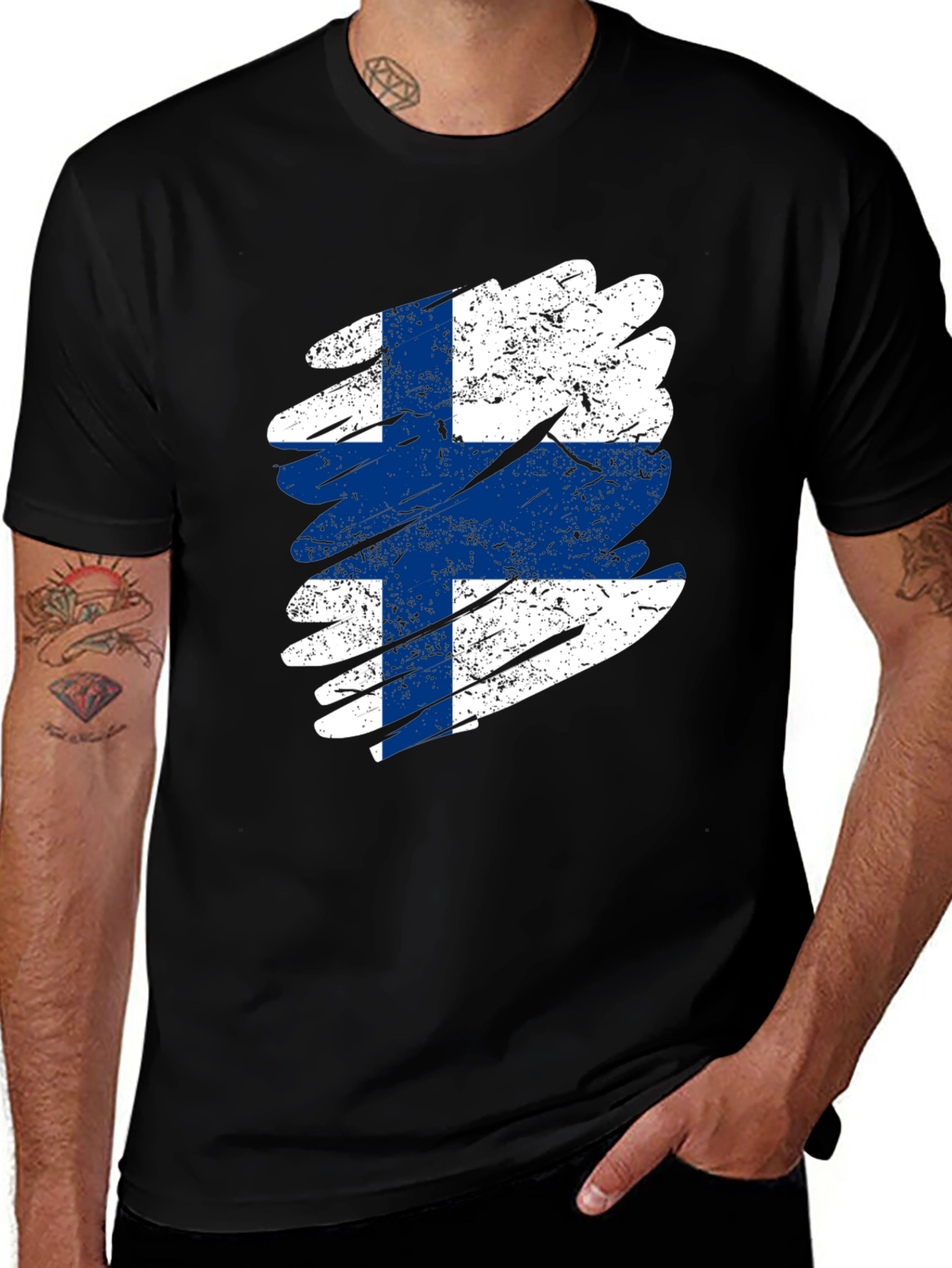 Finland Flag Distressed T-Shirt