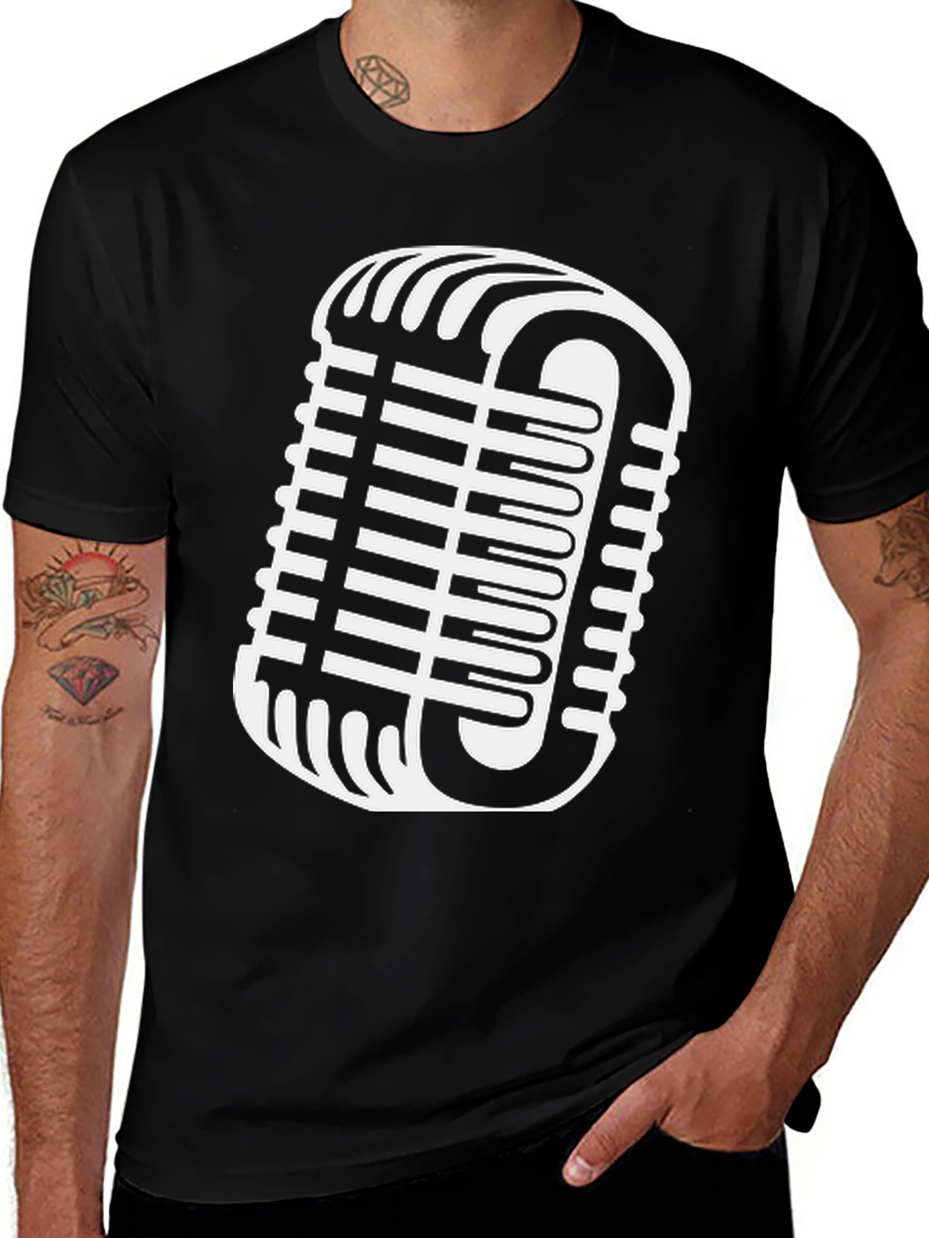Variant 15 of Retro Microphone Graphic Tee - Classic Vocal Style Shirt