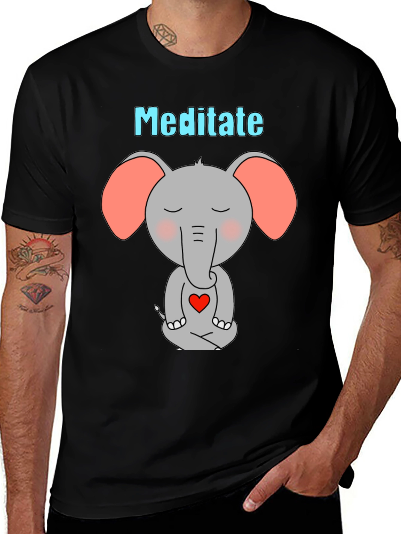 Variant 11 of Meditate Elephant Graphic Tee - Black Cotton T-Shirt