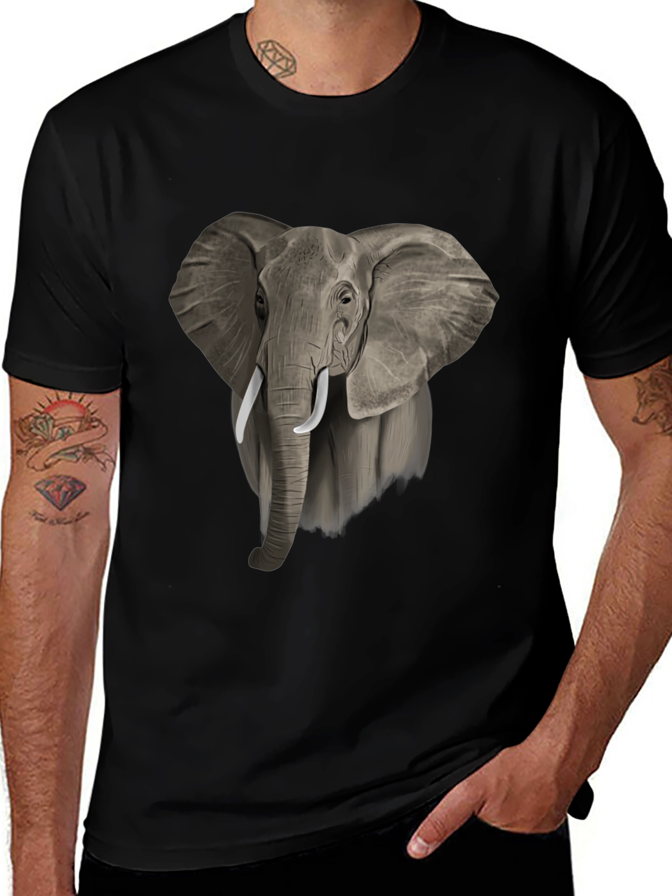 Variant 30 of Elephant Graphic Tee - Stylish Black Cotton T-Shirt