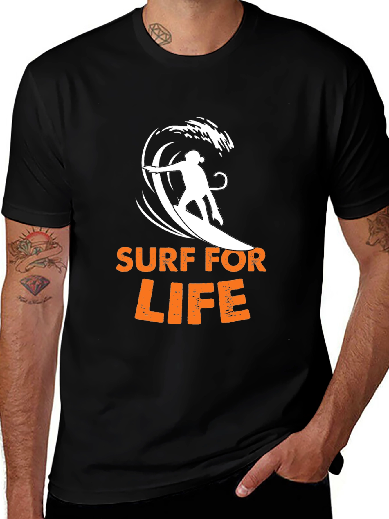 Variant 3 of Surf For Life Graphic Tee - Black
