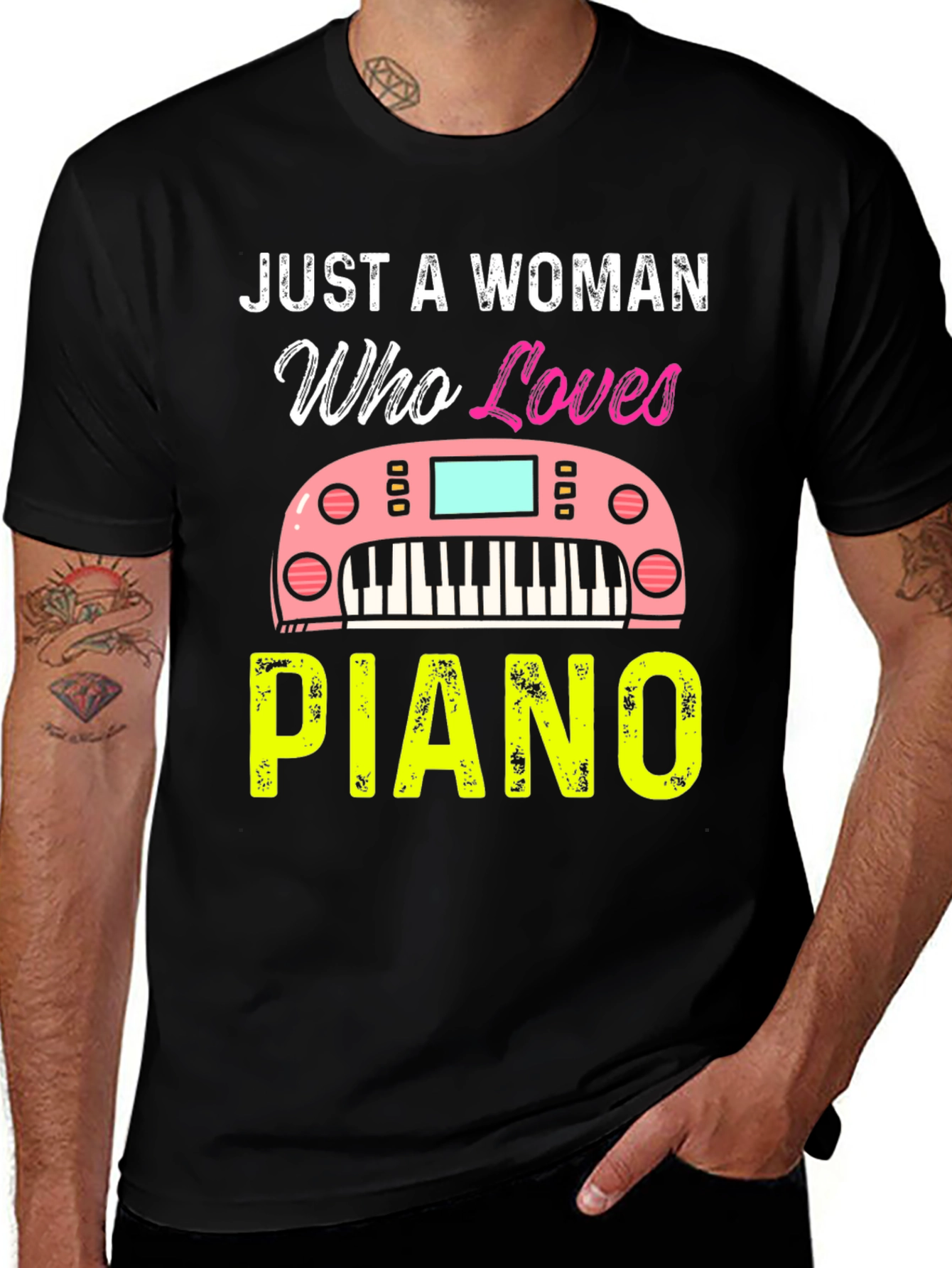 Variant 8 of Just A Woman Who Loves Piano Black T-Shirt