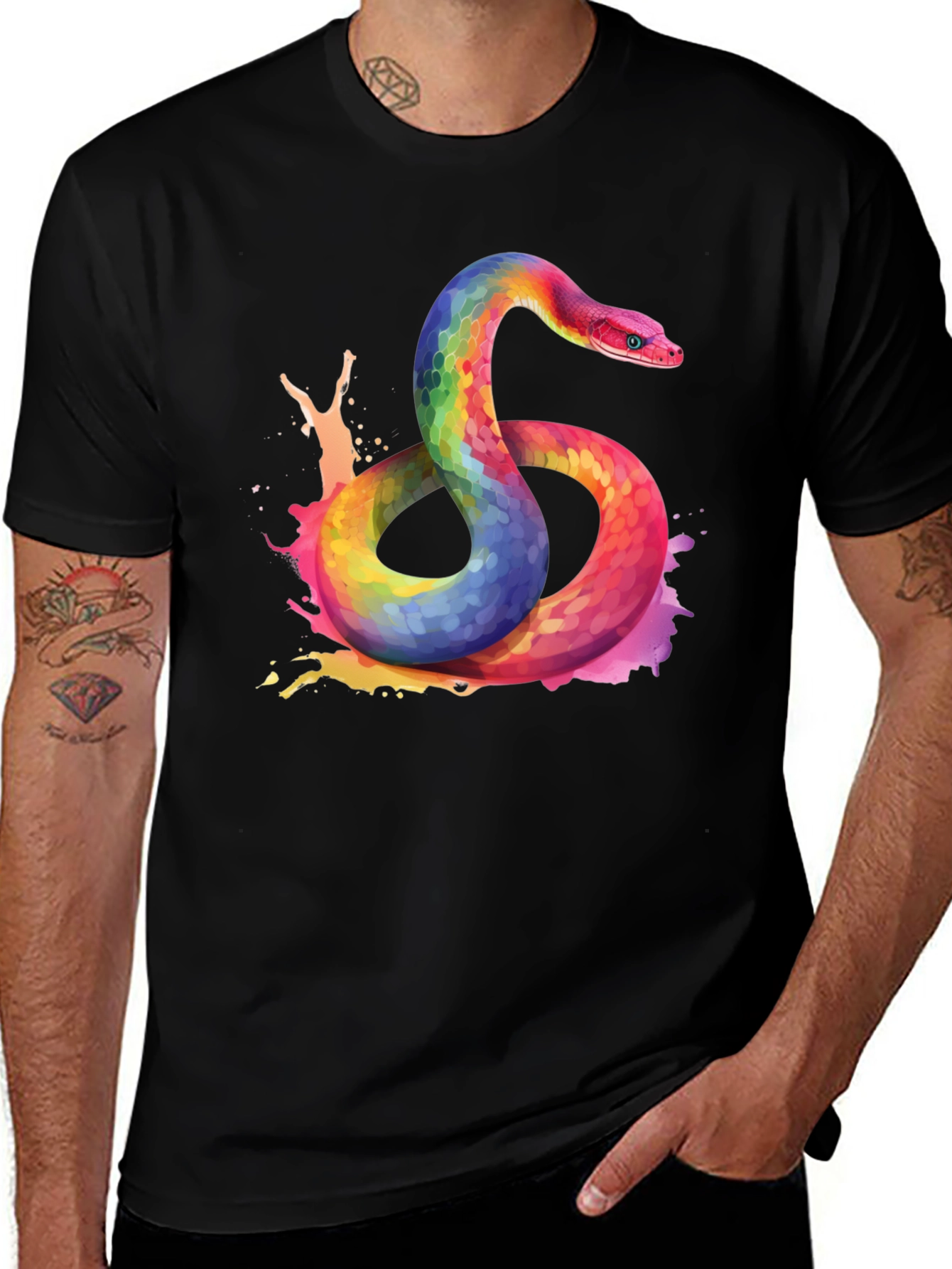 Variant 26 of Rainbow Snake Graphic Tee - Bold Style