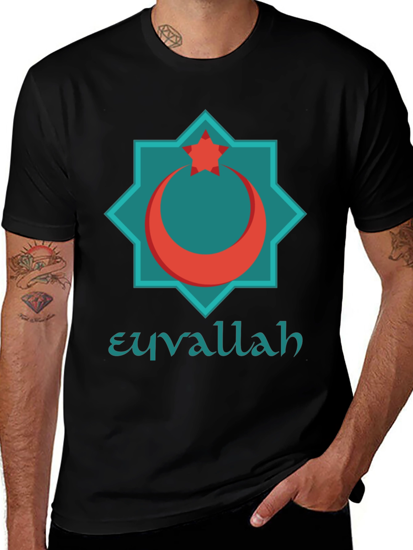 Eyvallah Graphic Tee - Islamic Crescent Star T-Shirt