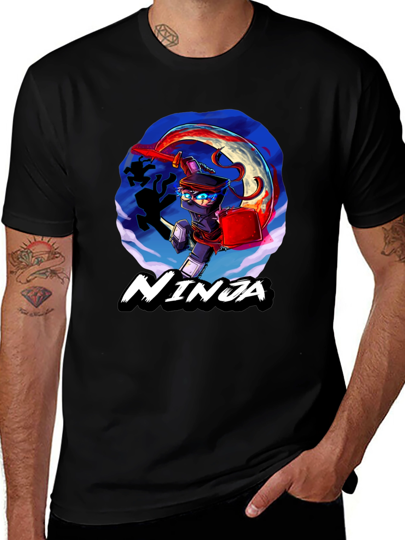 Variant 12 of Ninja Graphic Black T-Shirt Cool Design