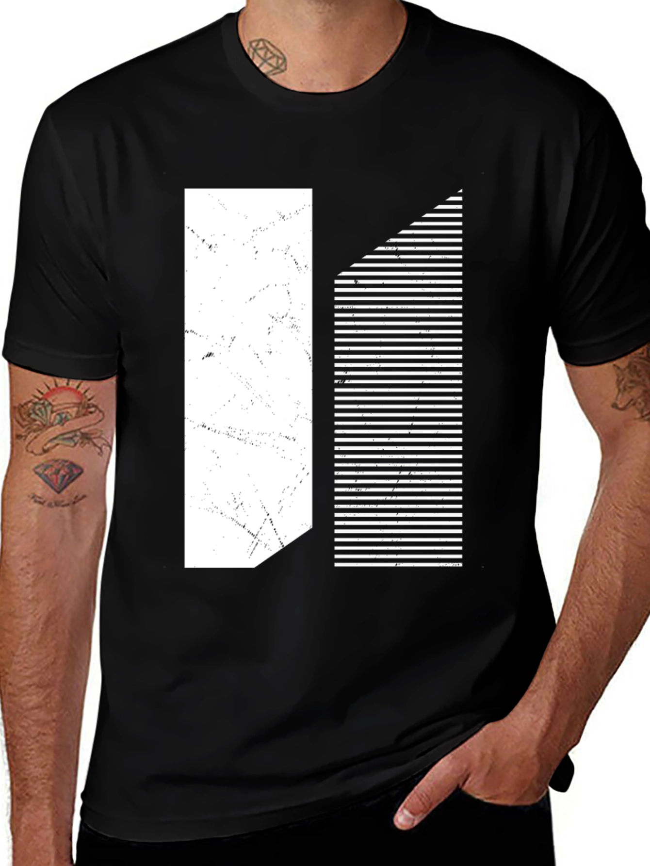 Variant 6 of Abstract Graphic Print Black T-Shirt
