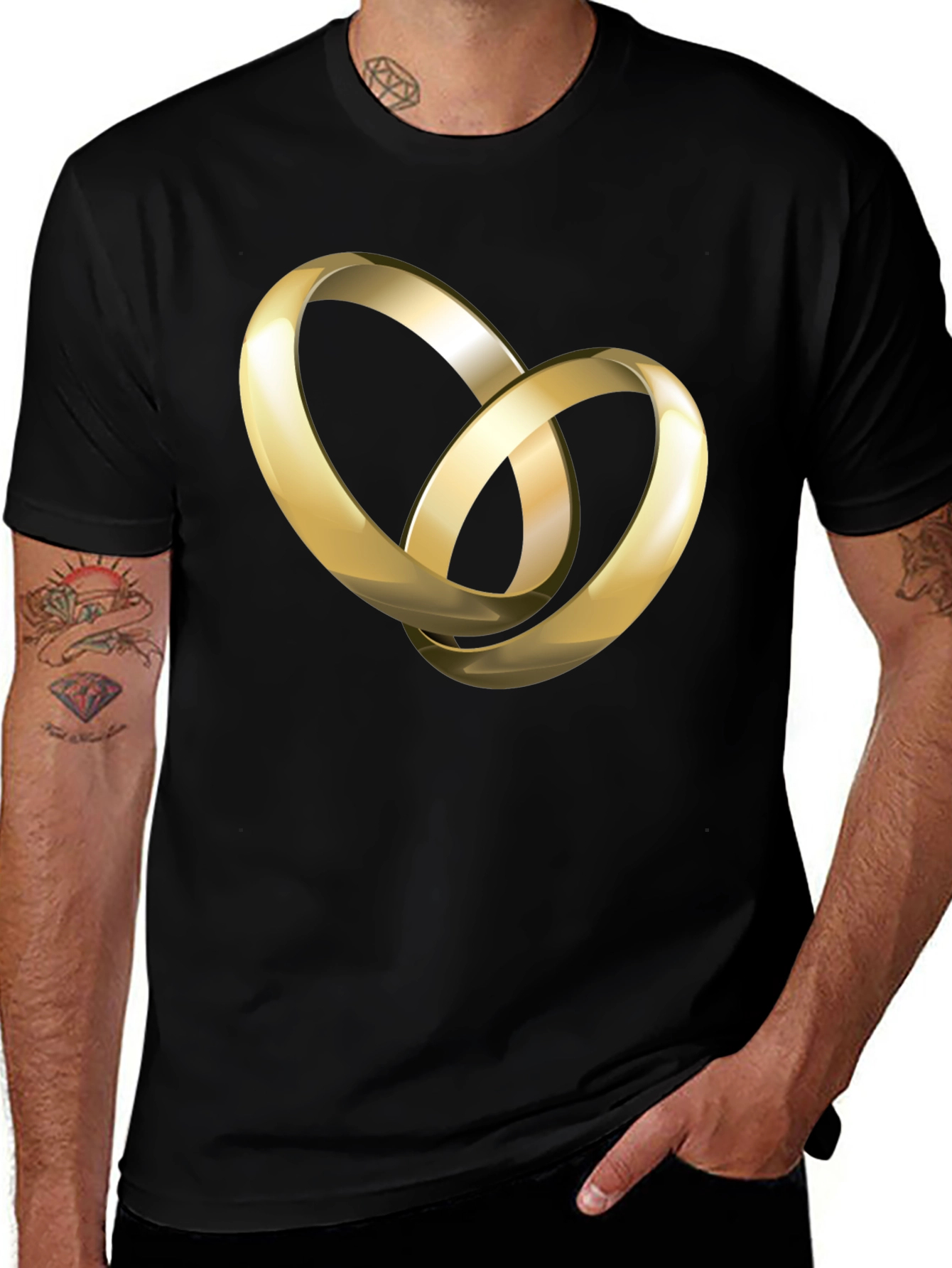 Golden Rings Graphic Black T-Shirt