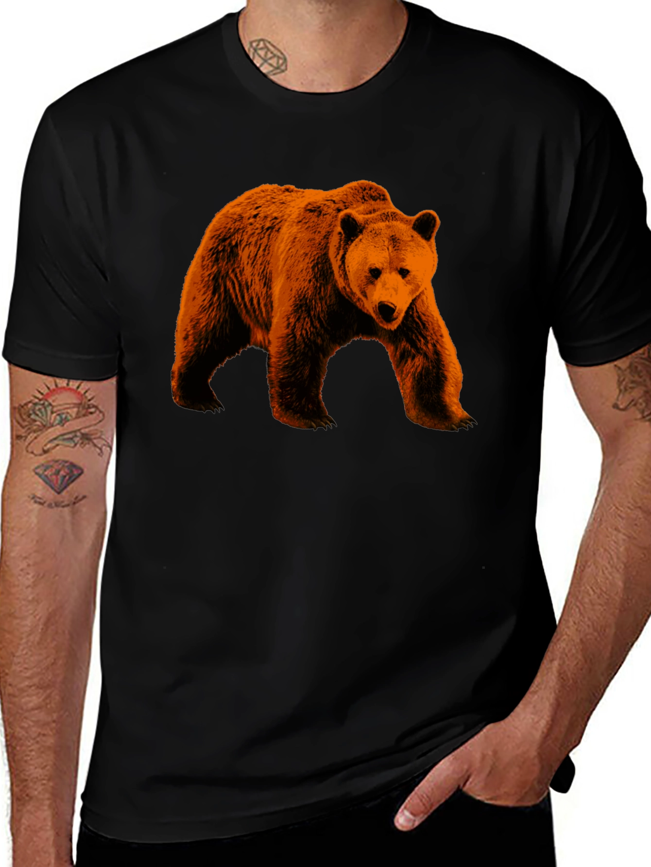 Variant 24 of Grizzly Bear Graphic Tee - Men's Black T-Shirt