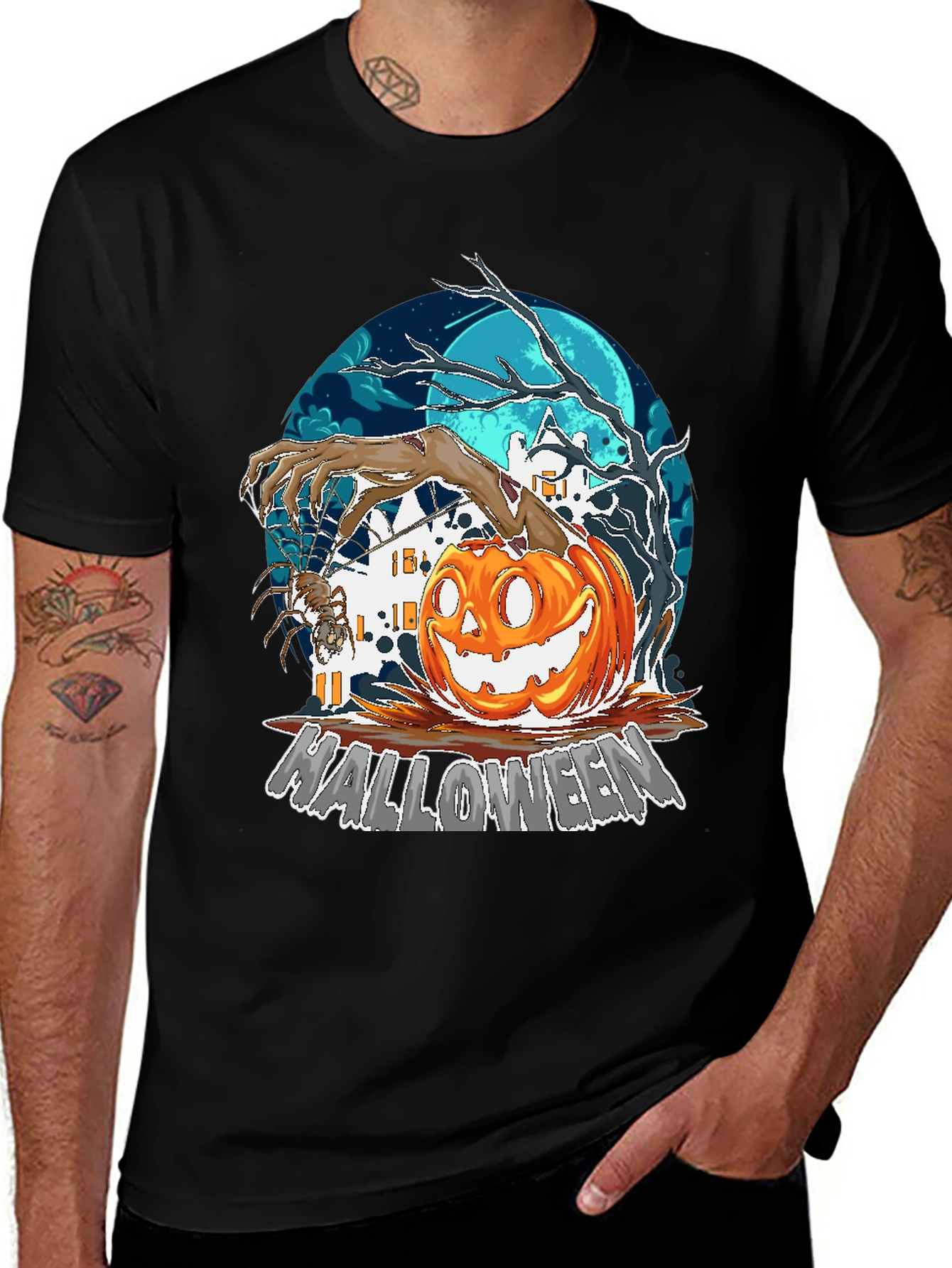 Variant 3 of Halloween Pumpkin T-Shirt - Spooky Graphic Tee