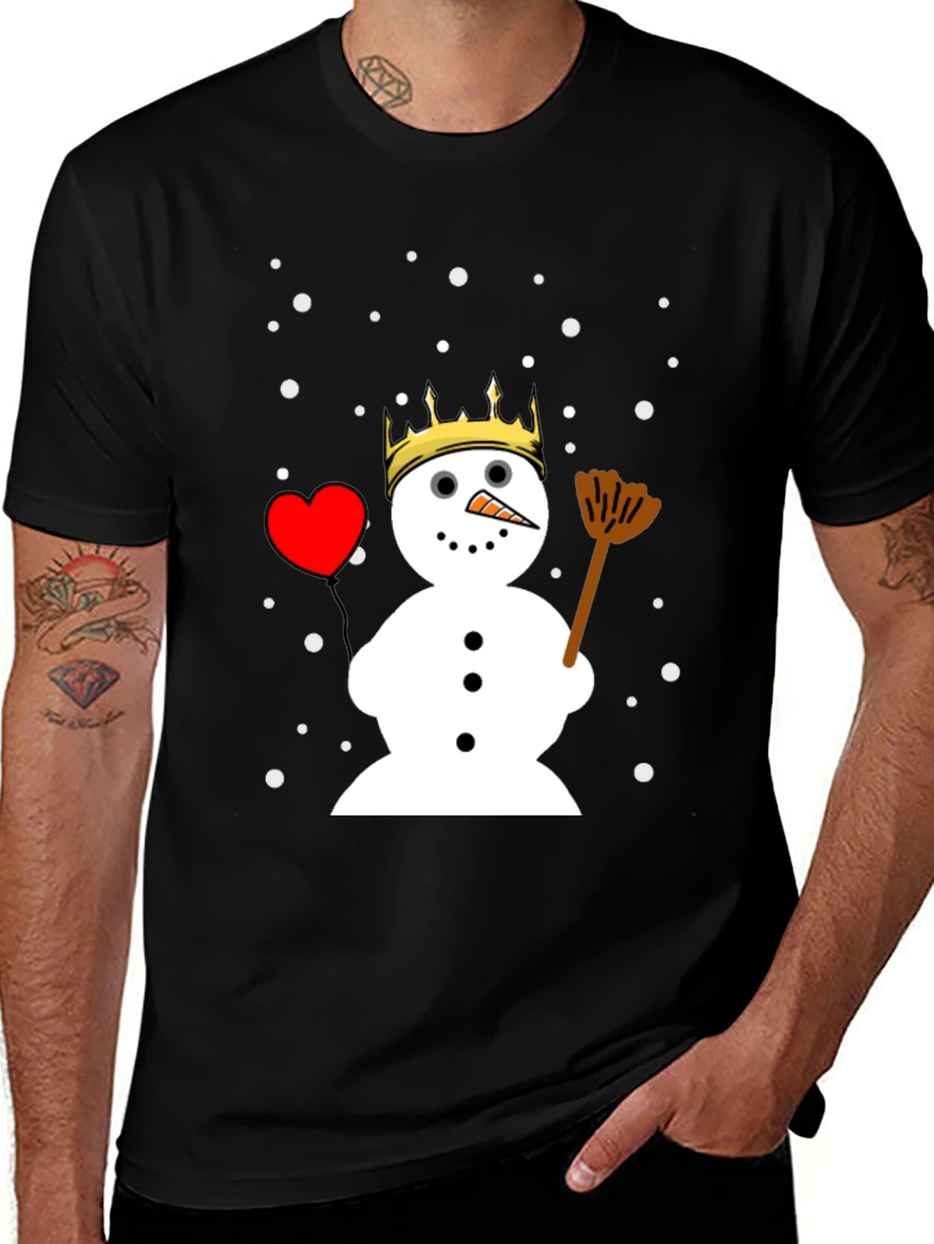 Variant 24 of King Snowman T-Shirt - Winter Holiday Graphic Tee